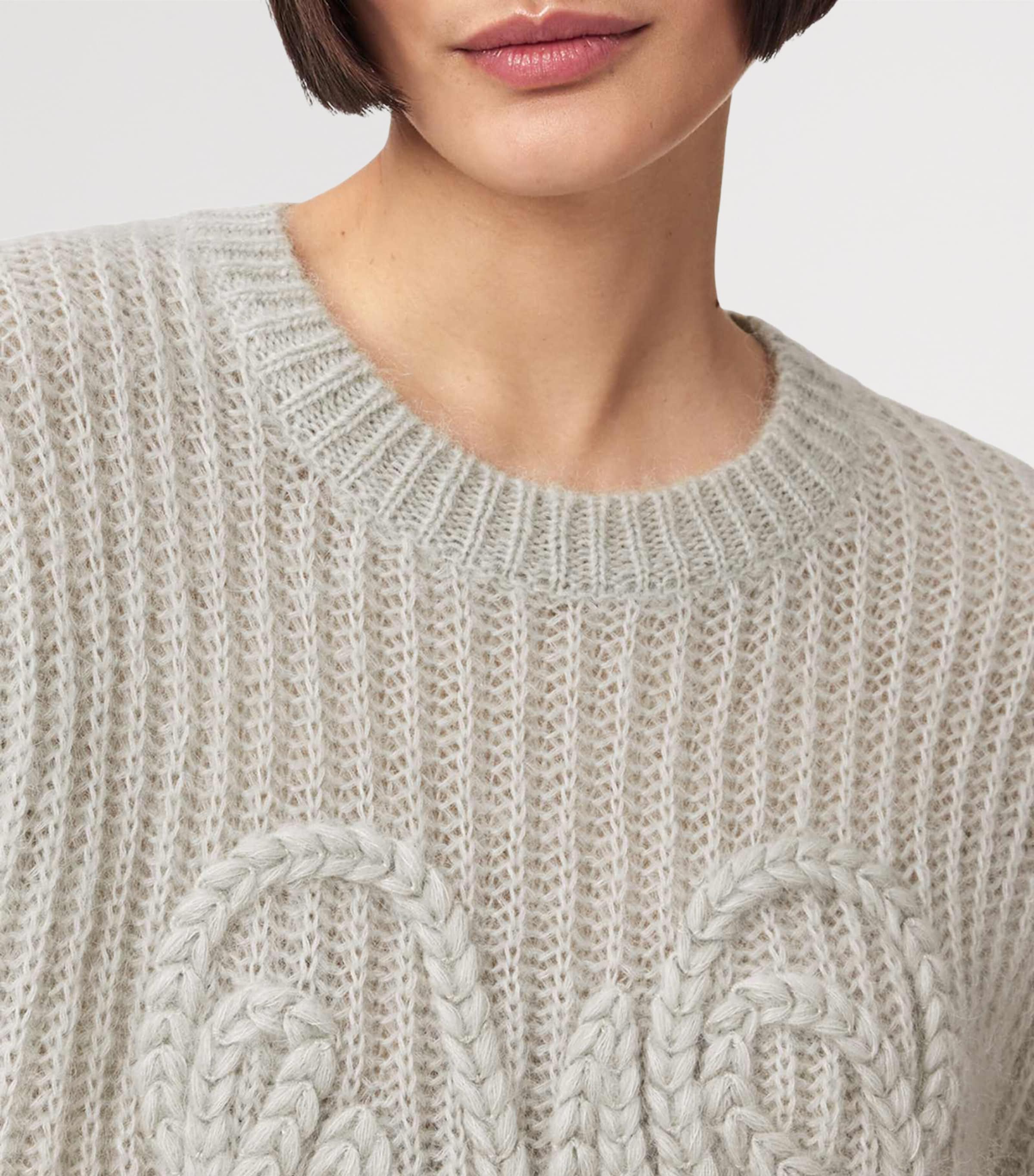 Wool-Blend Chain Sweater PALE LAUREL GREEN Image 8