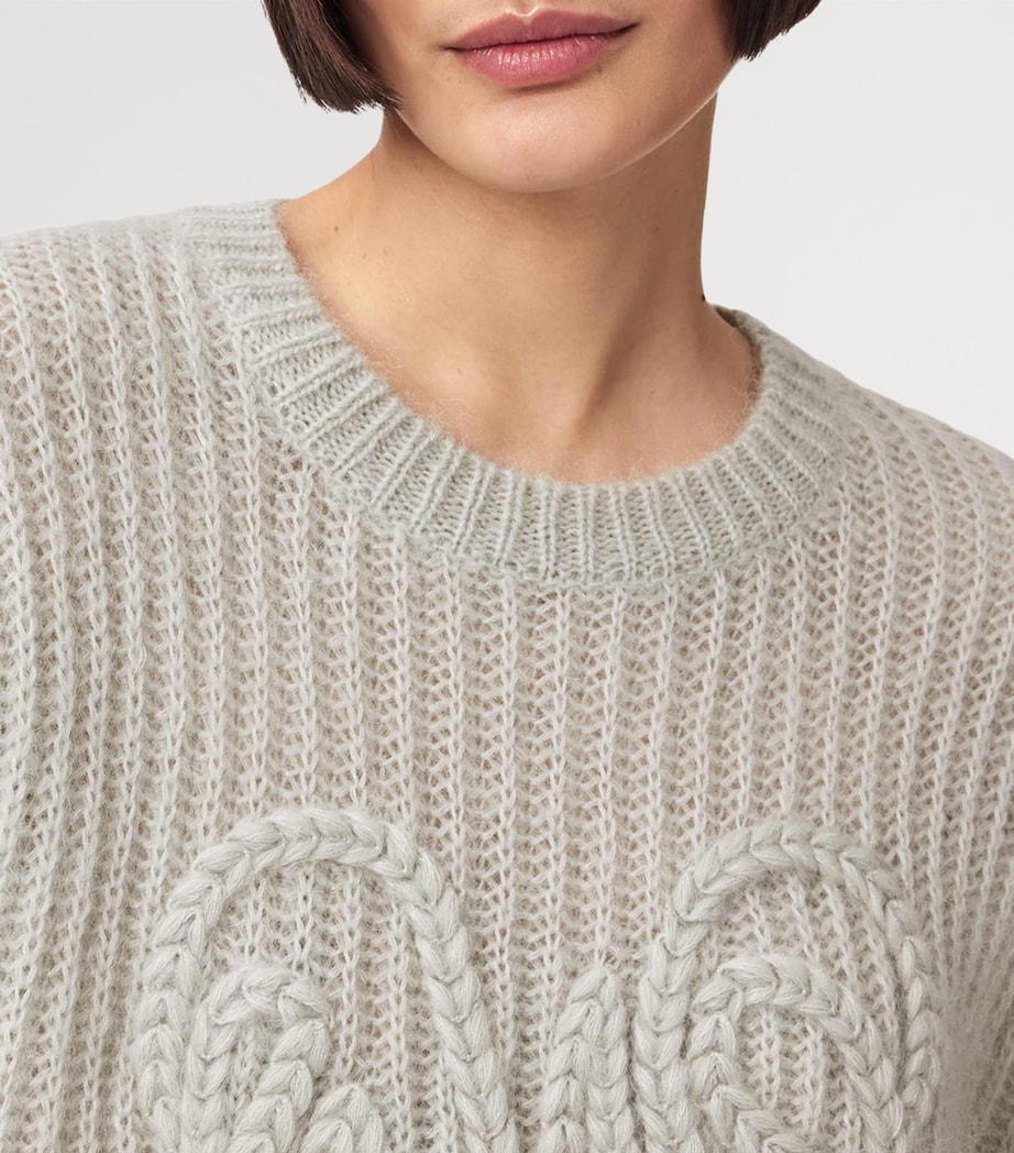 Wool-Blend Chain Sweater PALE LAUREL GREEN Image 8