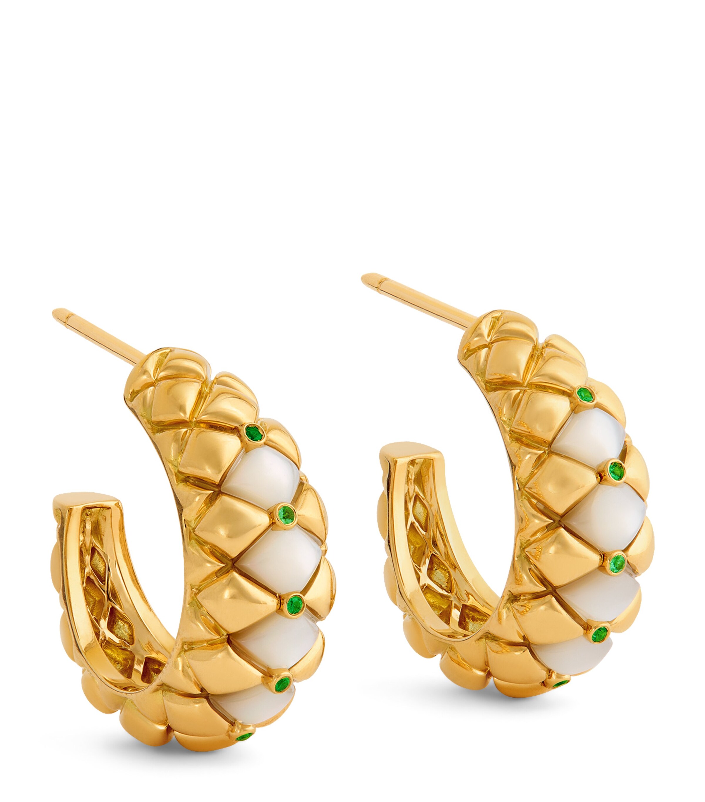 L'ATELIER NAWBAR Yellow Gold, Diamond and Emerald Bond Street Hoop Earrings Yellow Gold Image 1