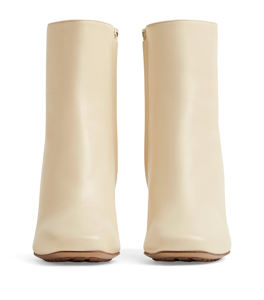 Calfskin Heeled Ankle Boots 90 SEA SALT Image 4