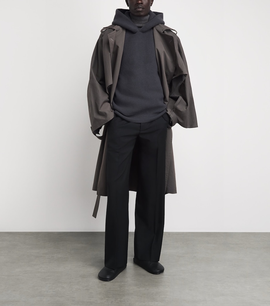 Lemaire Mens Stretch-Cashmere Oversized Hoodie Stone Image 2