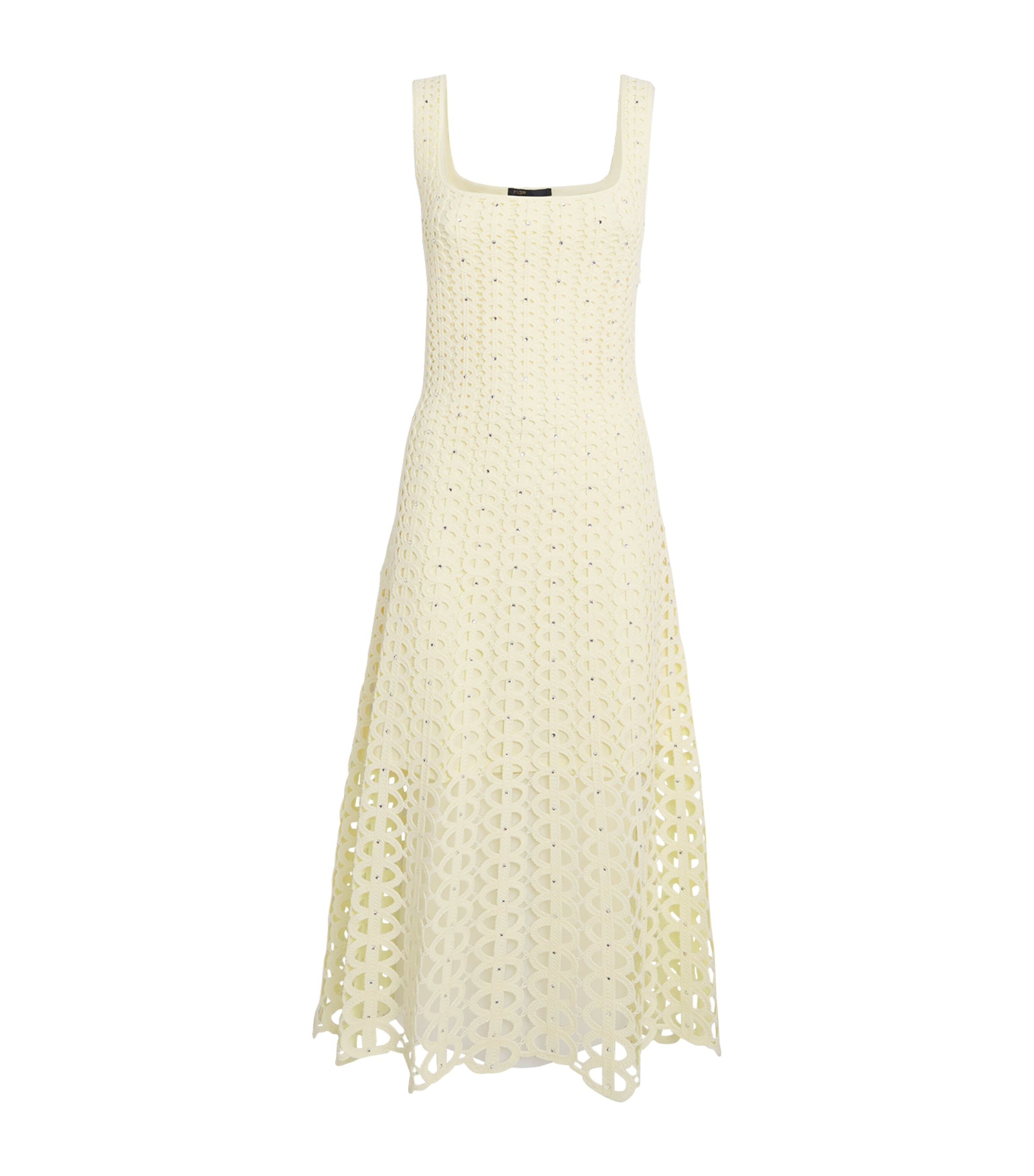 Maje Crocheted Embellished Midi Dress In Yellow