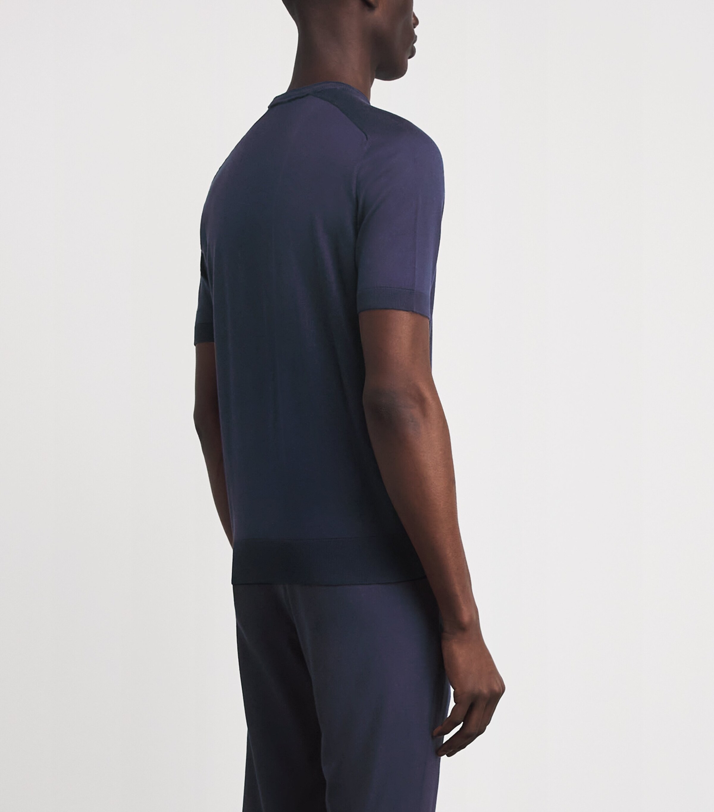 Colombo Mens Silk Crew-Neck Sweater Dark Blu Image 5