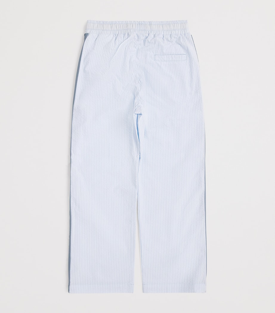 Palm Angels Kids Cotton Seersucker Drawstring Trousers (4-12+ Years) Bimbo/bby Blu Image 2