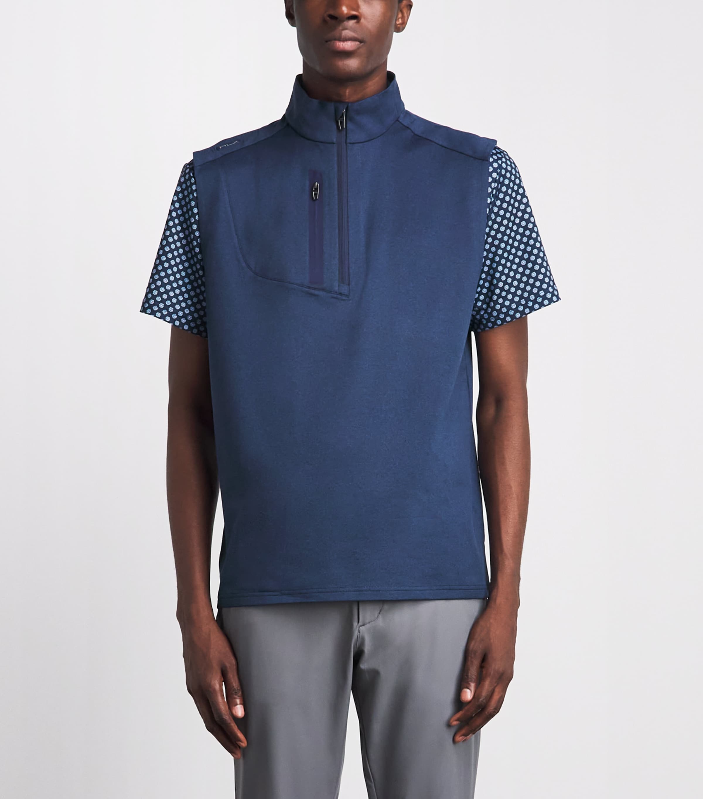 RLX Ralph Lauren Mens Half-Zip Gilet Spring Navy Heather Image 4