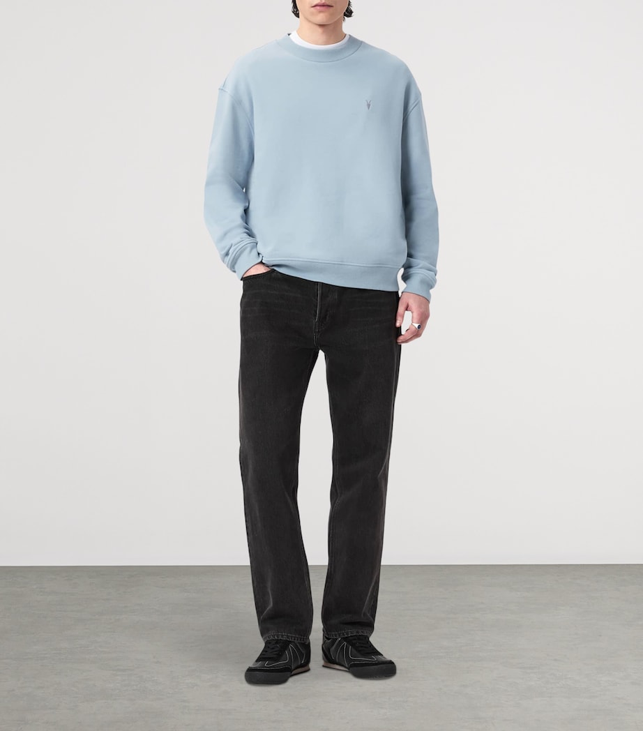 AllSaints Mens Organic Cotton Asher Sweatshirt Misty Blue Image 2