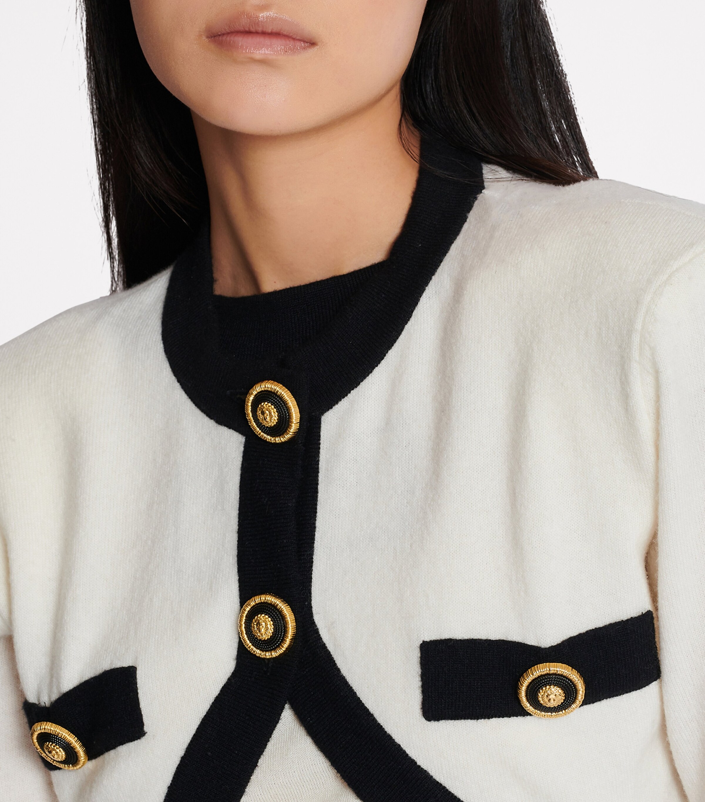 Wool-Cashmere Cropped Cardigan GAU NATUREL/NOIR Image 4