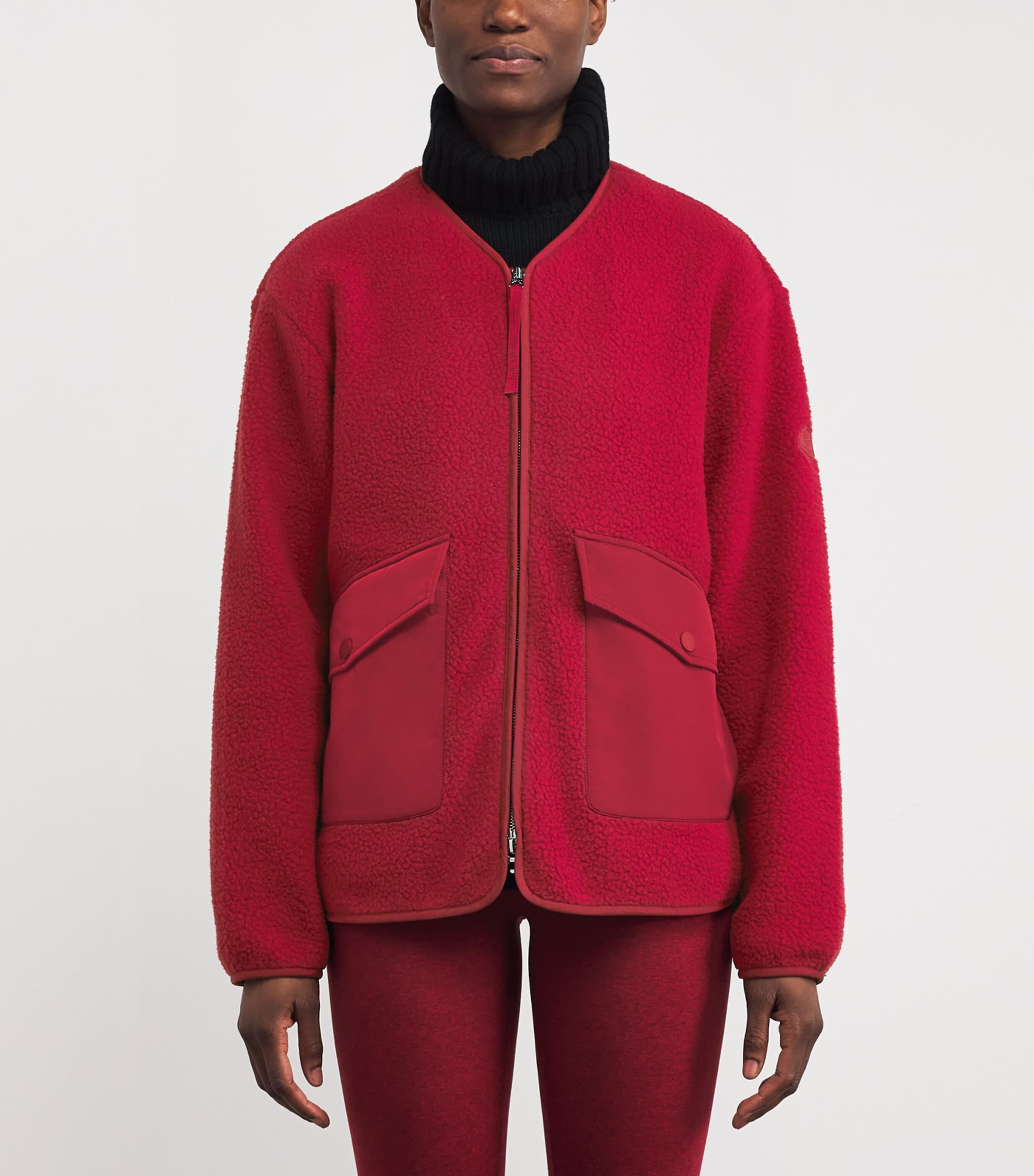 Marina Collarless Fleece RED DAHLIA Image 3