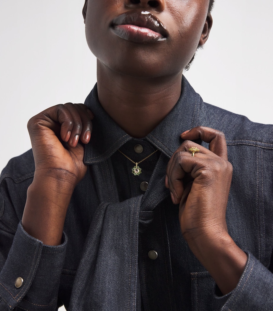 Yellow Gold and Tourmaline Flower Necklace YELLOW GOLD Image 4