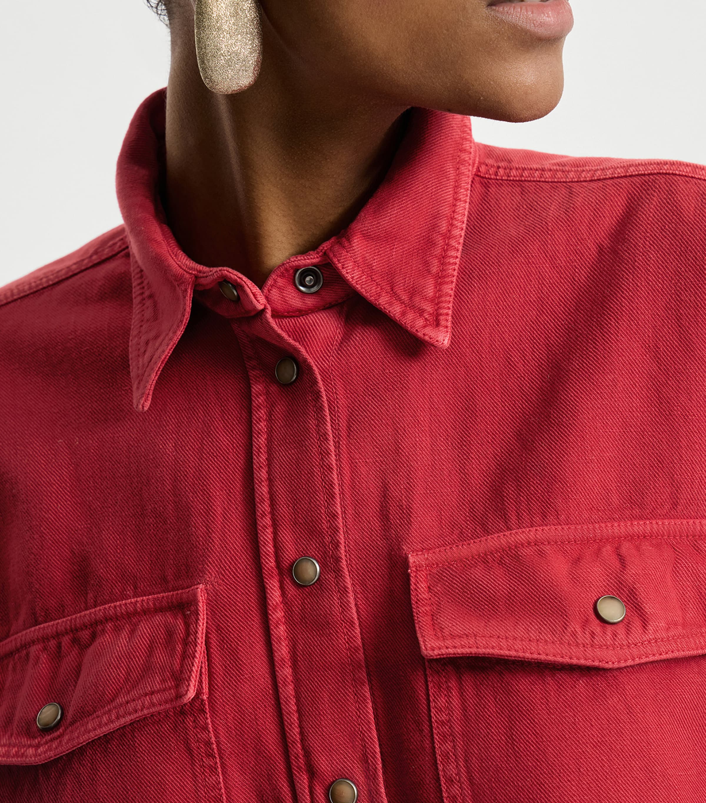 Brunello Cucinelli Womens Cotton-Linen Garment-Dyed Shirt Image 6