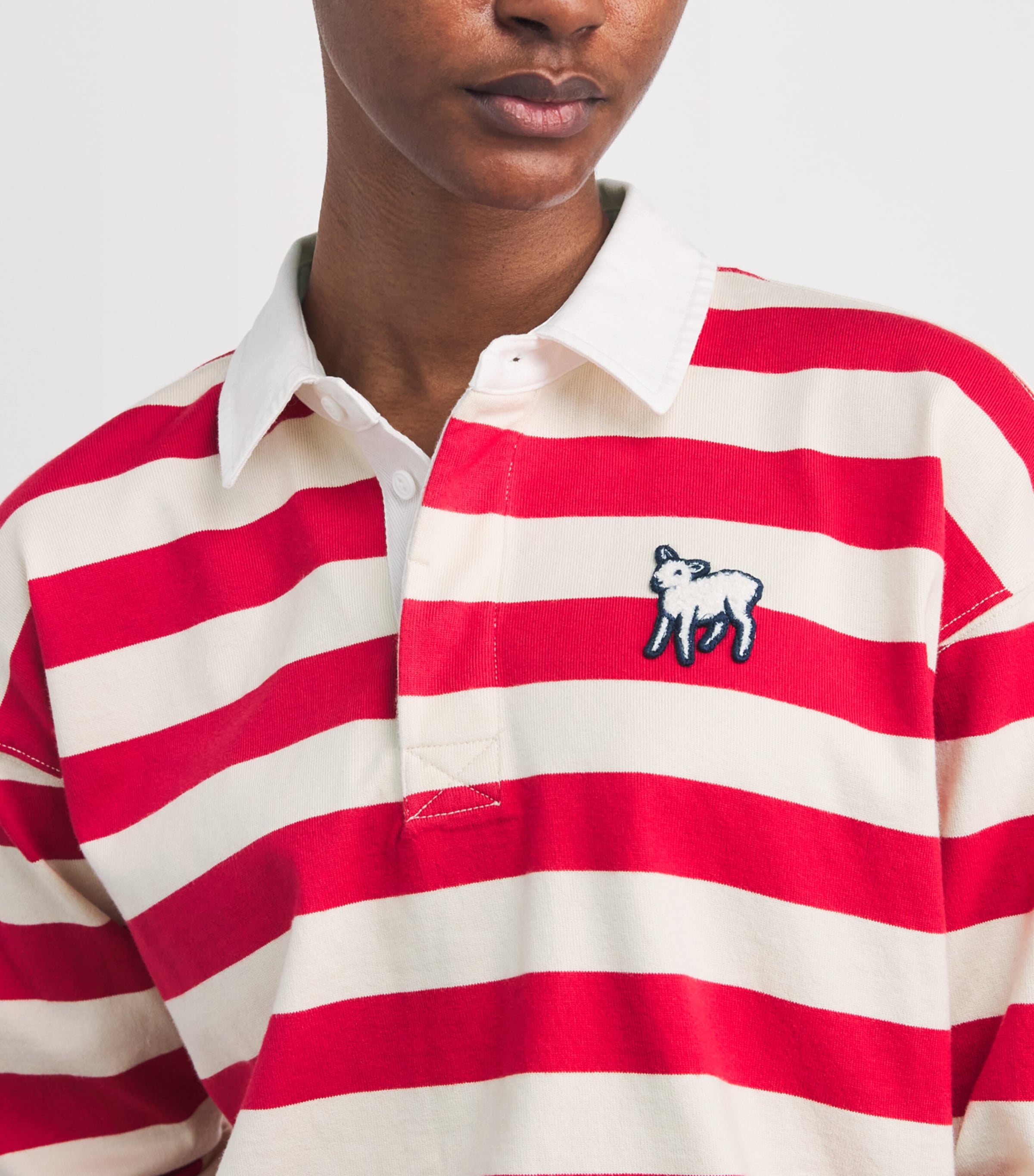 Cotton Boxy Match Polo Shirt GOR TANGO RED A Image 6