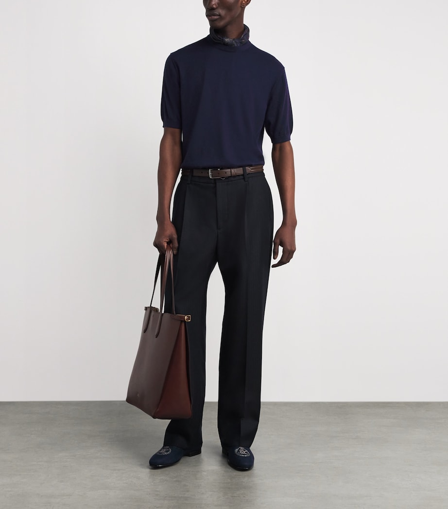 Cashmere Short-Sleeve Sweater NAVY Image 2