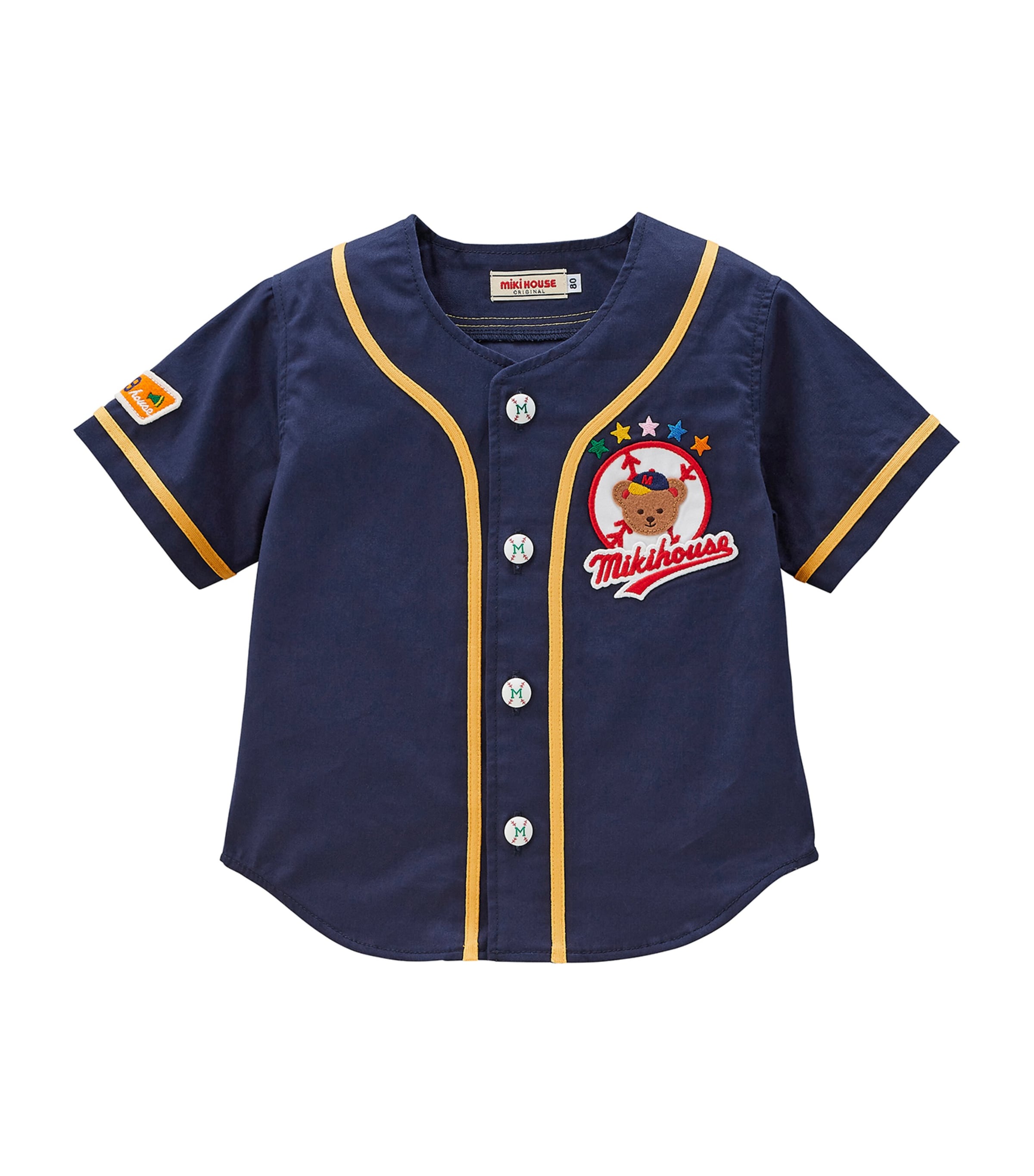 Miki House Kids' Bear Baseball Jersey In Navy