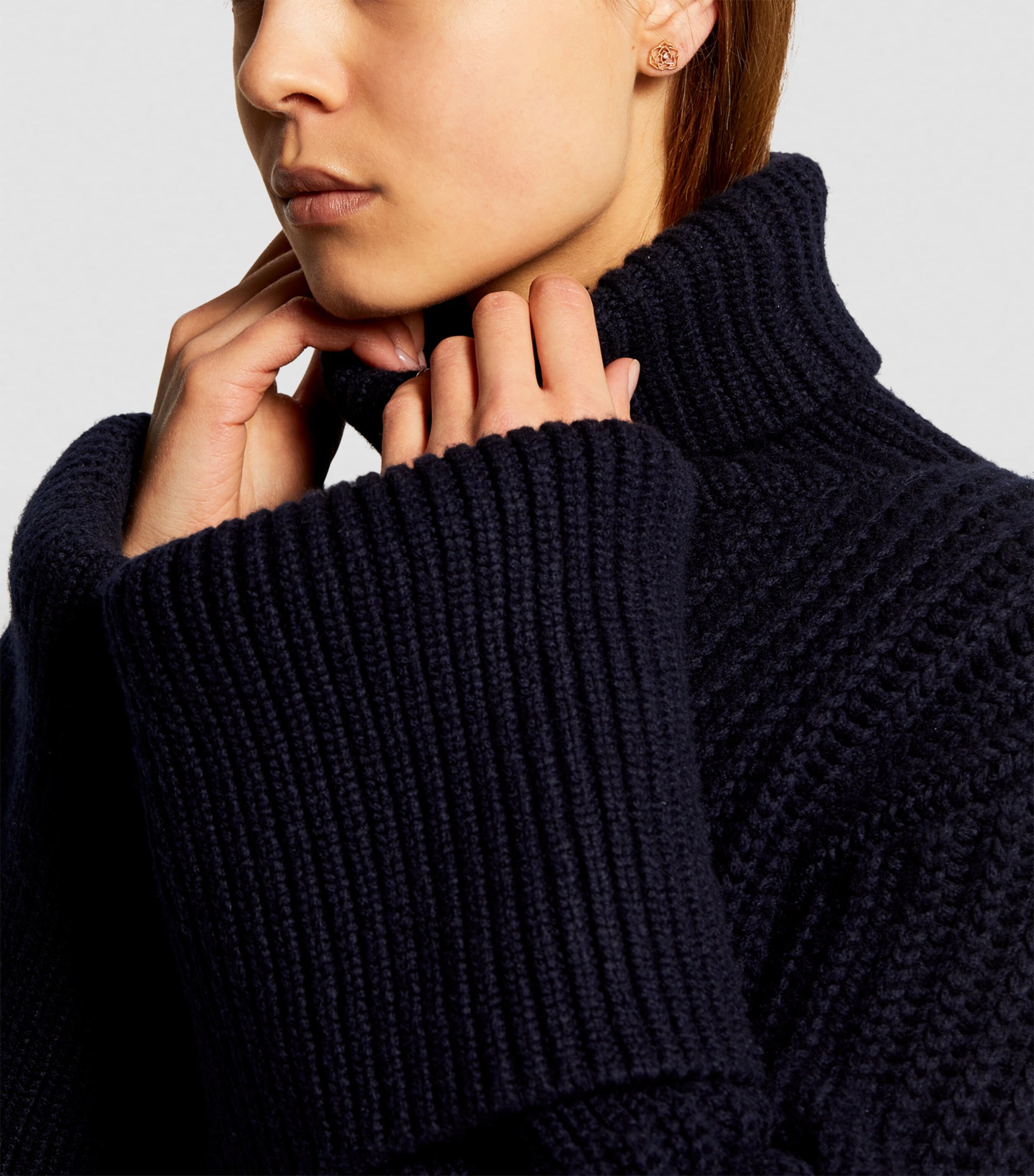 Rose Gold and Diamond Rose Earrings GOLD Image 4