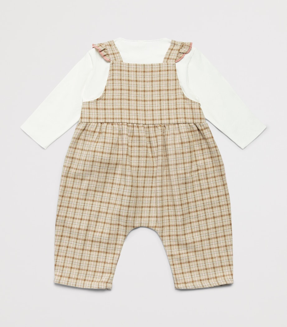 Teddy & Minou Gingham T-Shirt and Salopettes Set (1-18 Months) Steam Grey Image 2