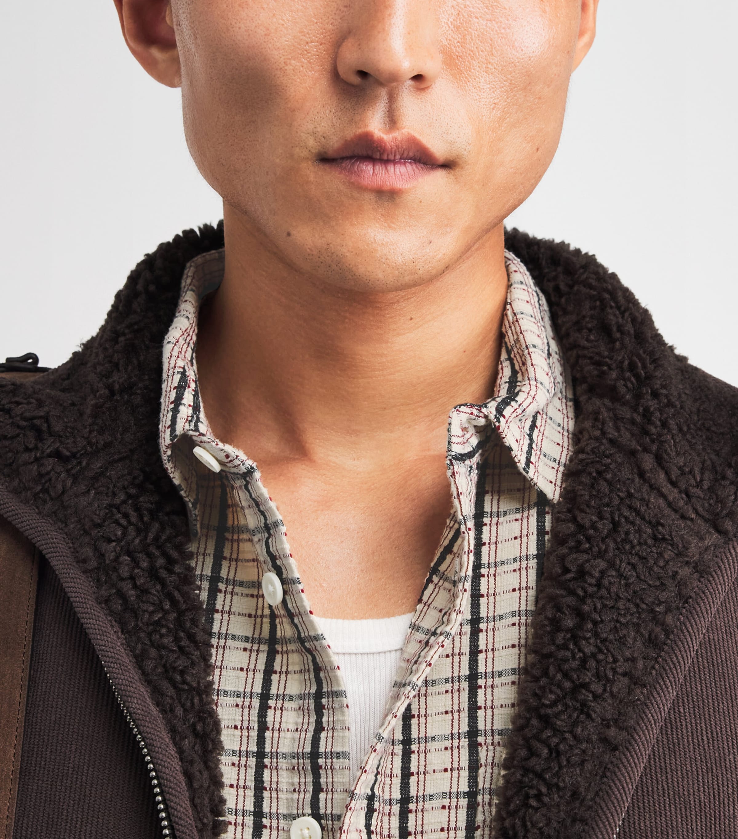Wax London Mens Cotton Check Shelly Shirt Ecru / Red Image 3
