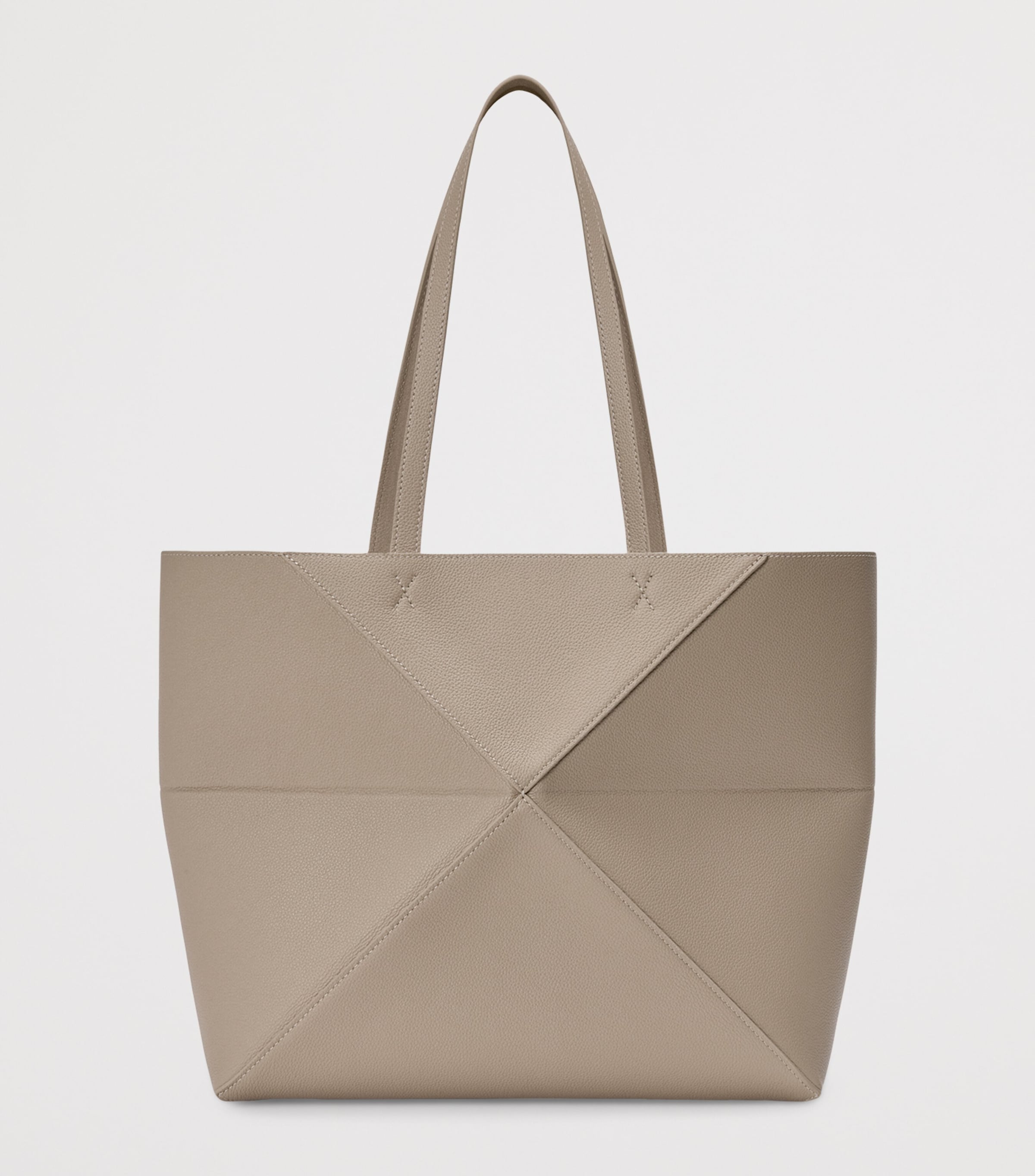 Medium Leather Puzzle Fold Tote Bag CLAY Image 3