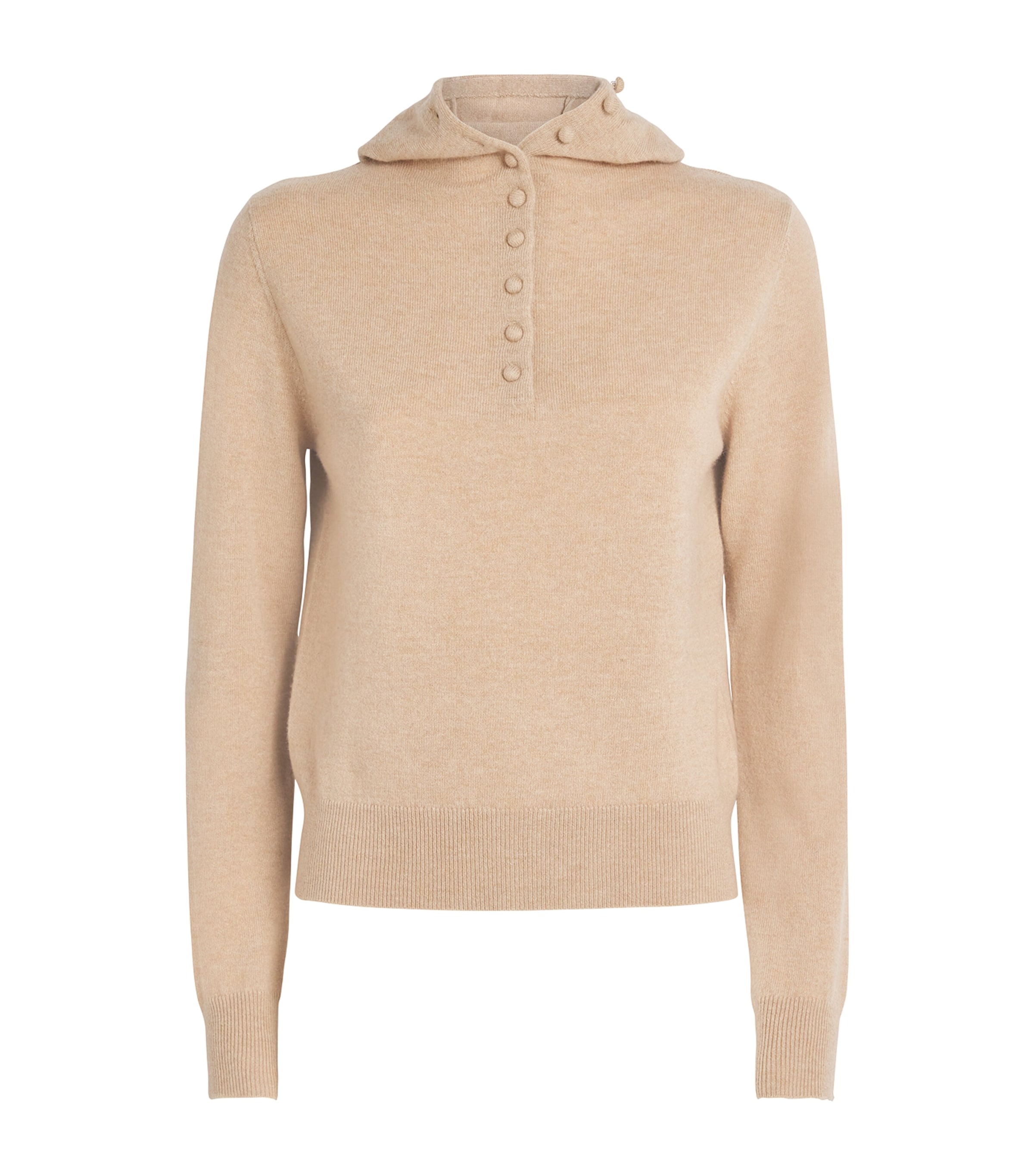 Claudie Pierlot Wool-cashmere Knitted Hoodie In Brown