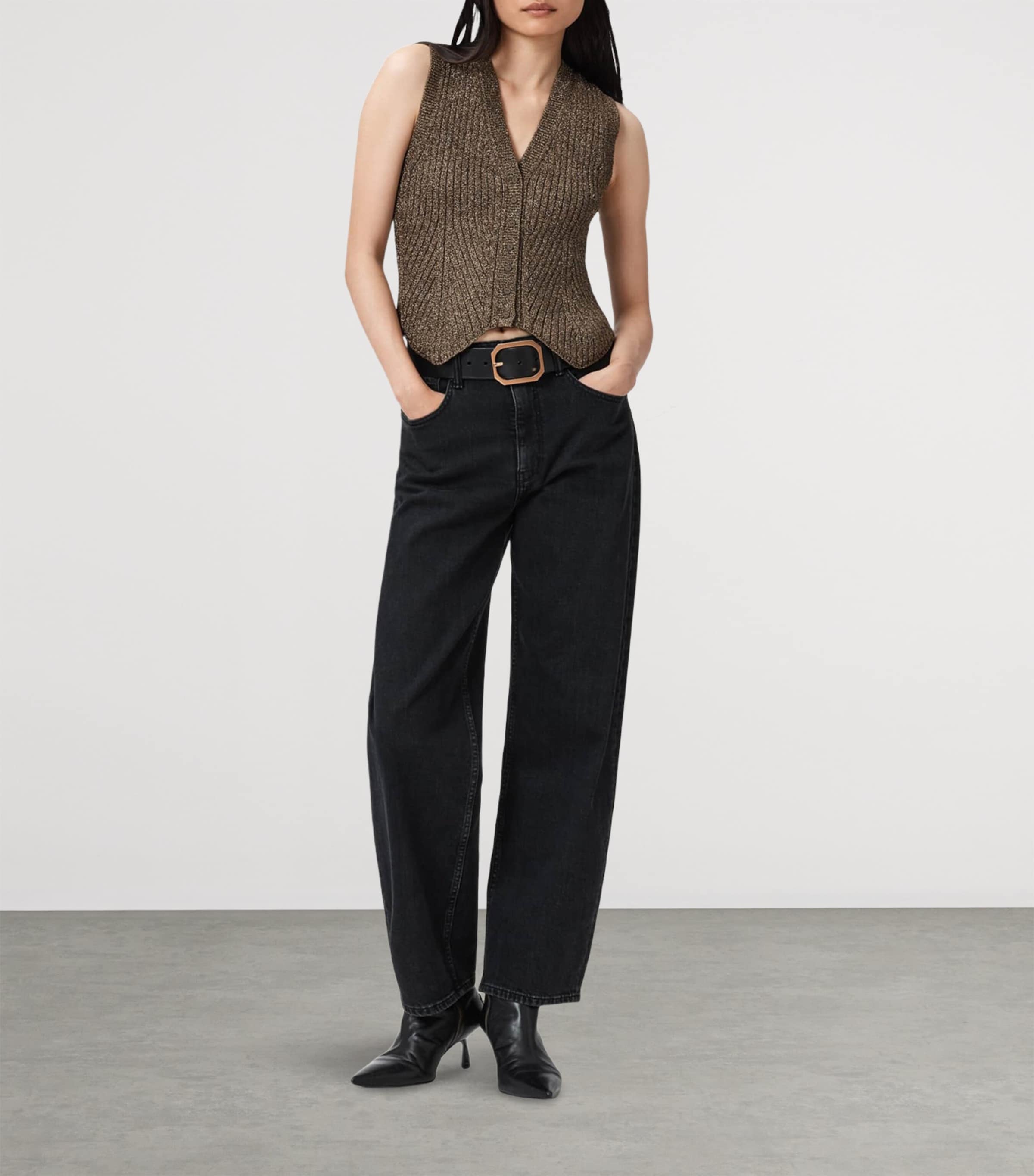 Metallic-Trim Cruz Sweater Vest BRONZE BROWN Image 2