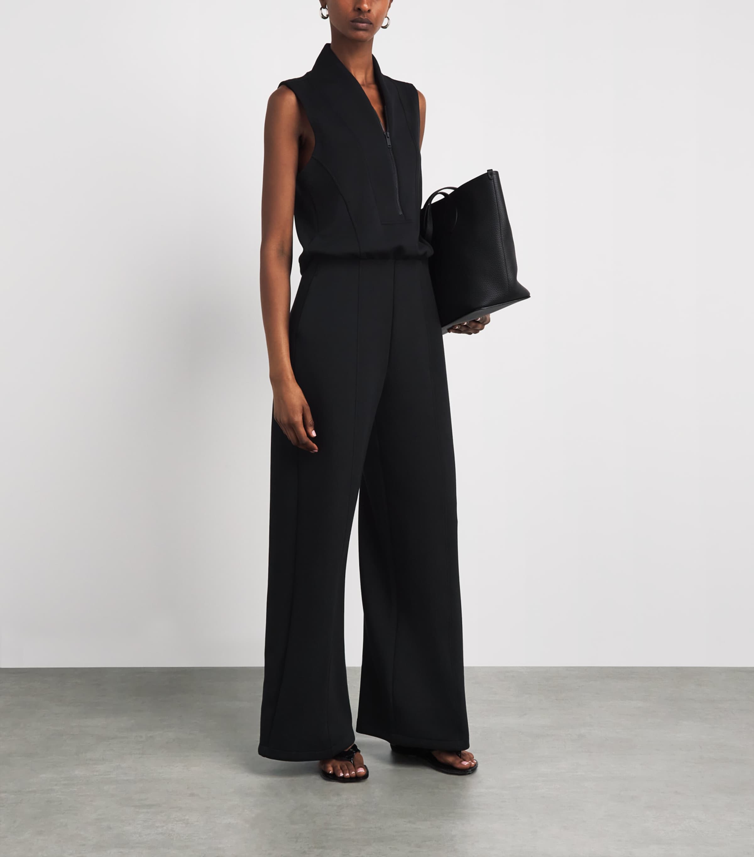SPANX Womens SPANX AirEssentials Half-Zip Jumpsuit Very Black Image 2