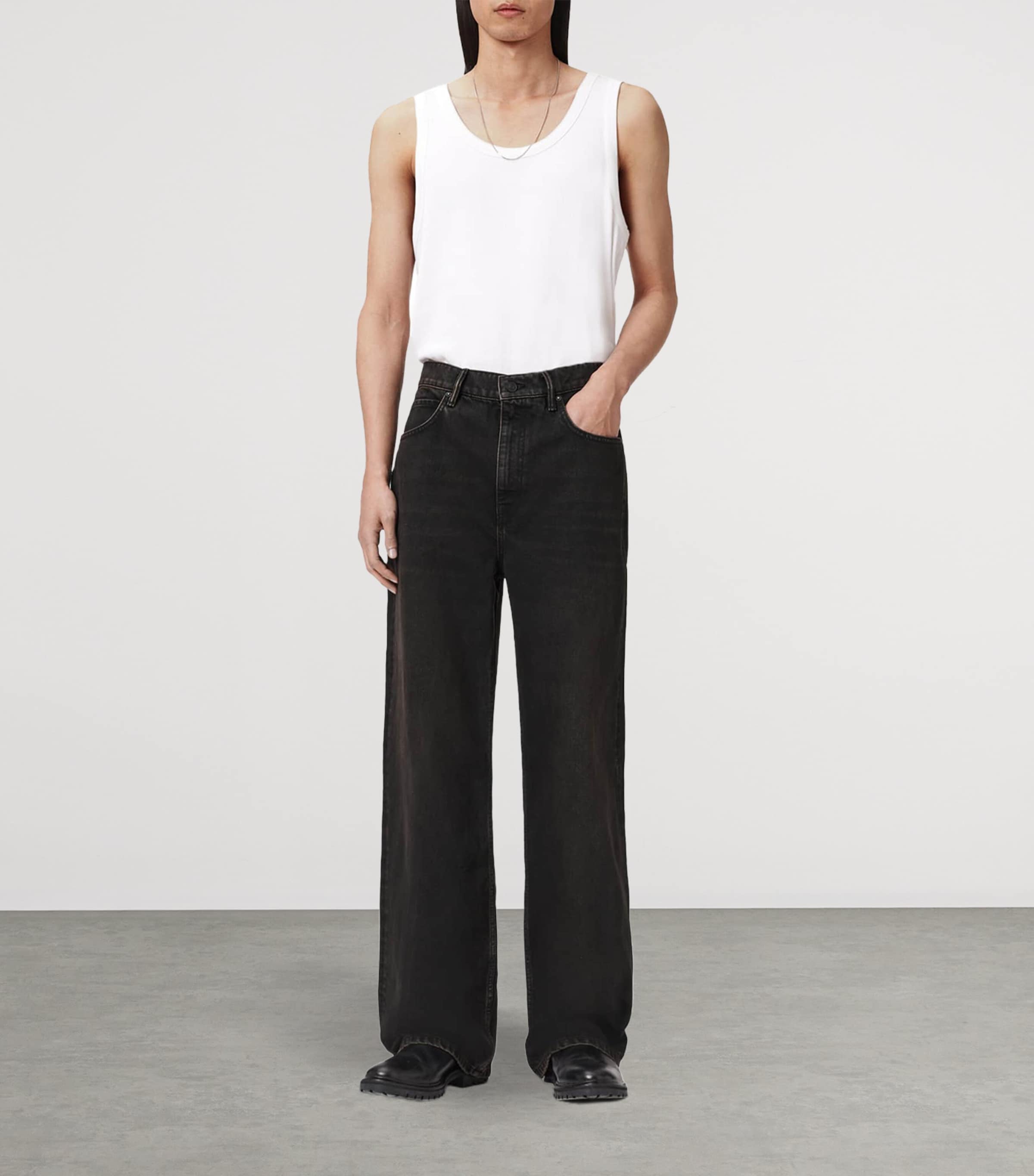 AllSaints Mens Lenny Wide-Leg Jeans Overdyed Brown Image 2