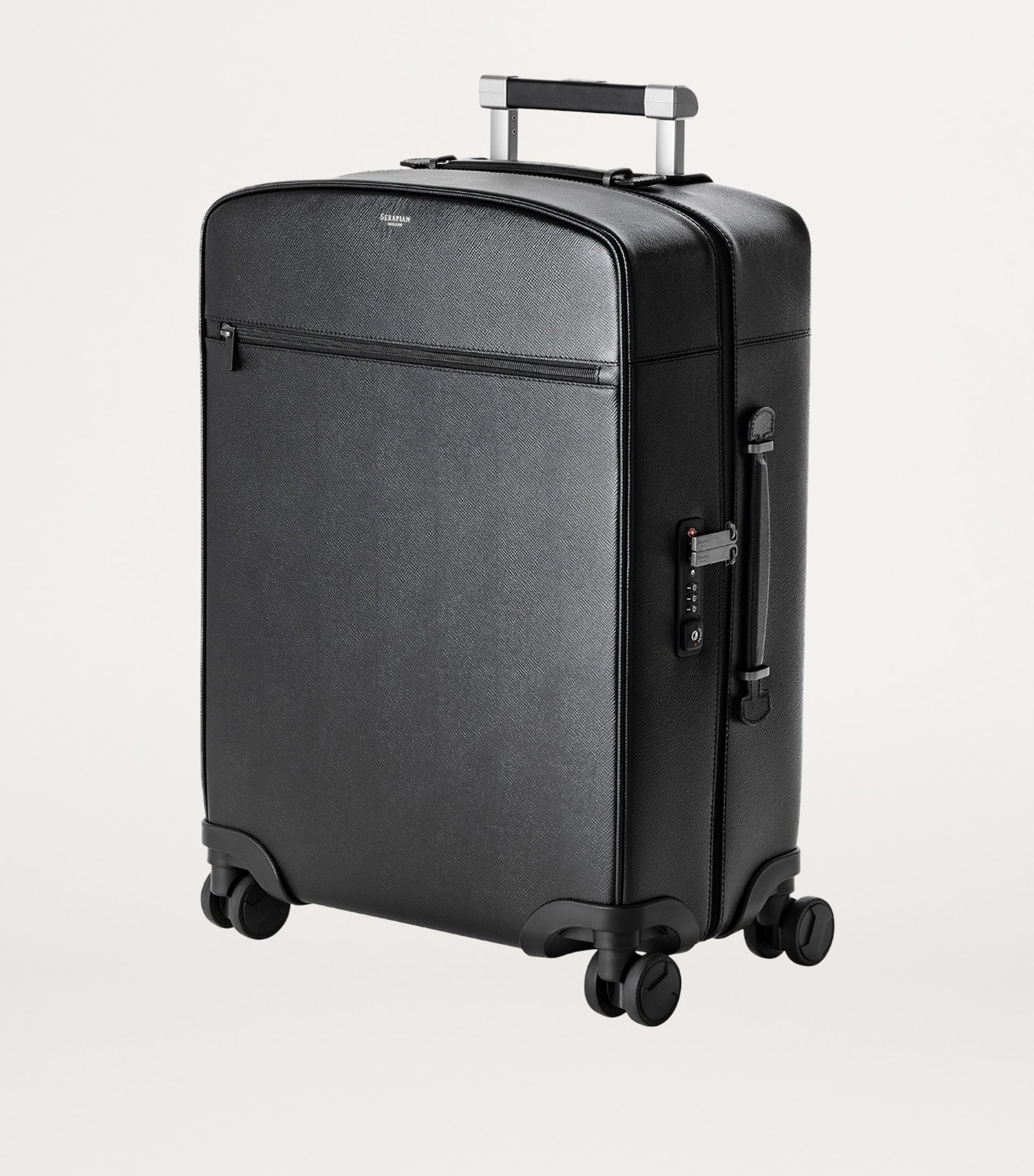 Serapian Leather Spinner Cabin Suitcase (55cm) Black Eclipse Image 2