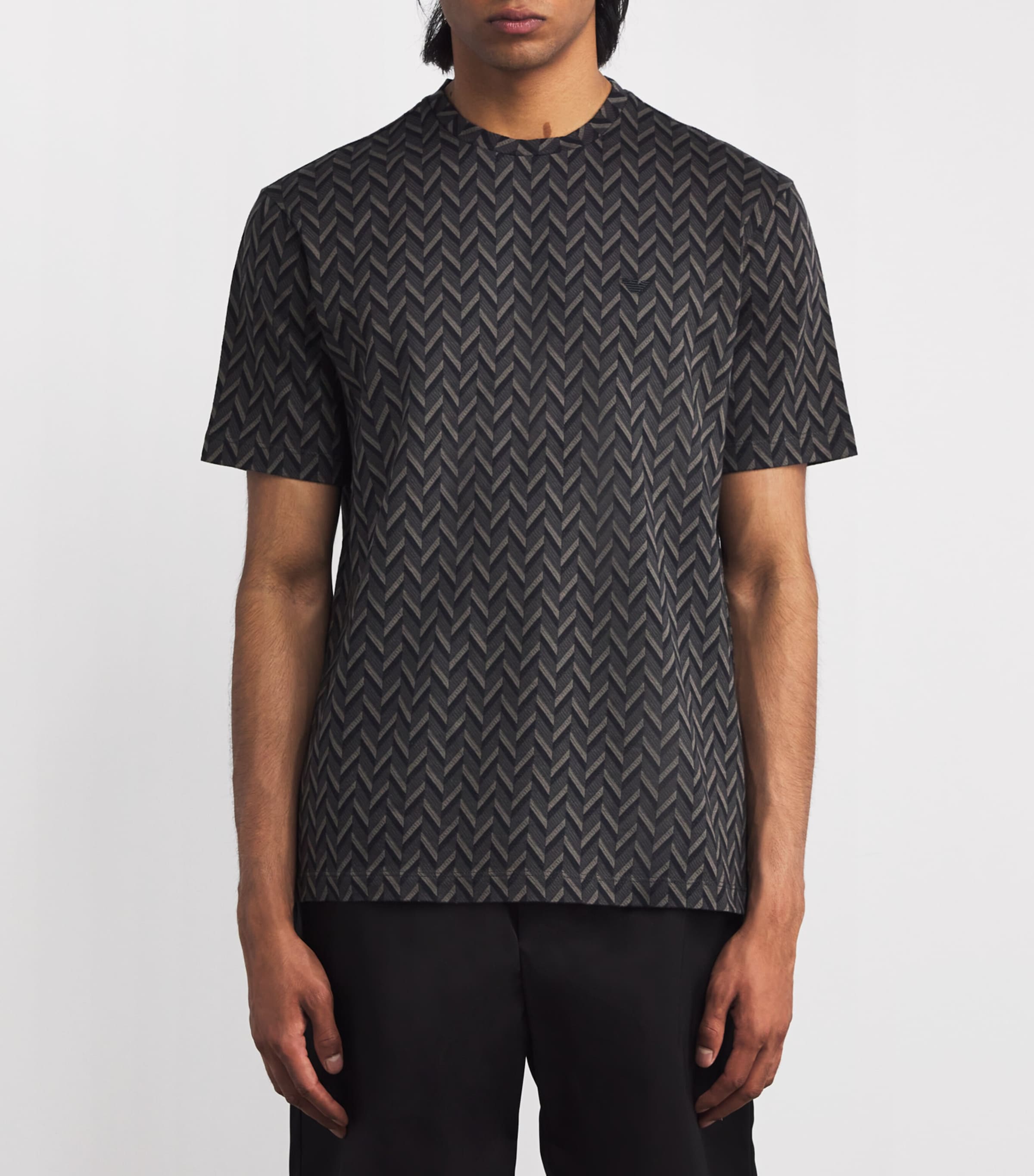 【楽天カード分割】 Emporio Armani UK Harrods | T-Shirt Print Geometric Cotton トップス