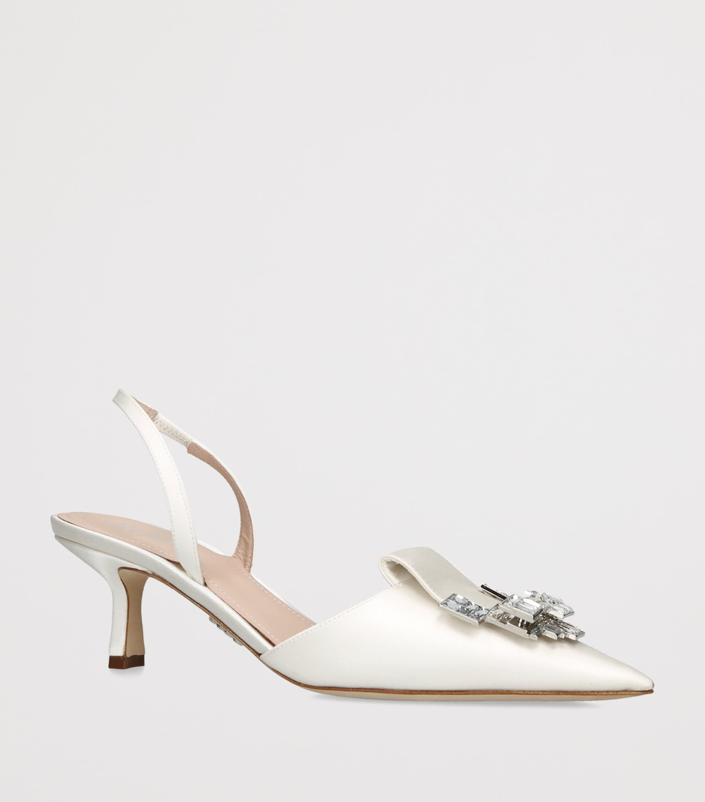 Rodo Satin Dafne Slingback Heels 75 White Image 2