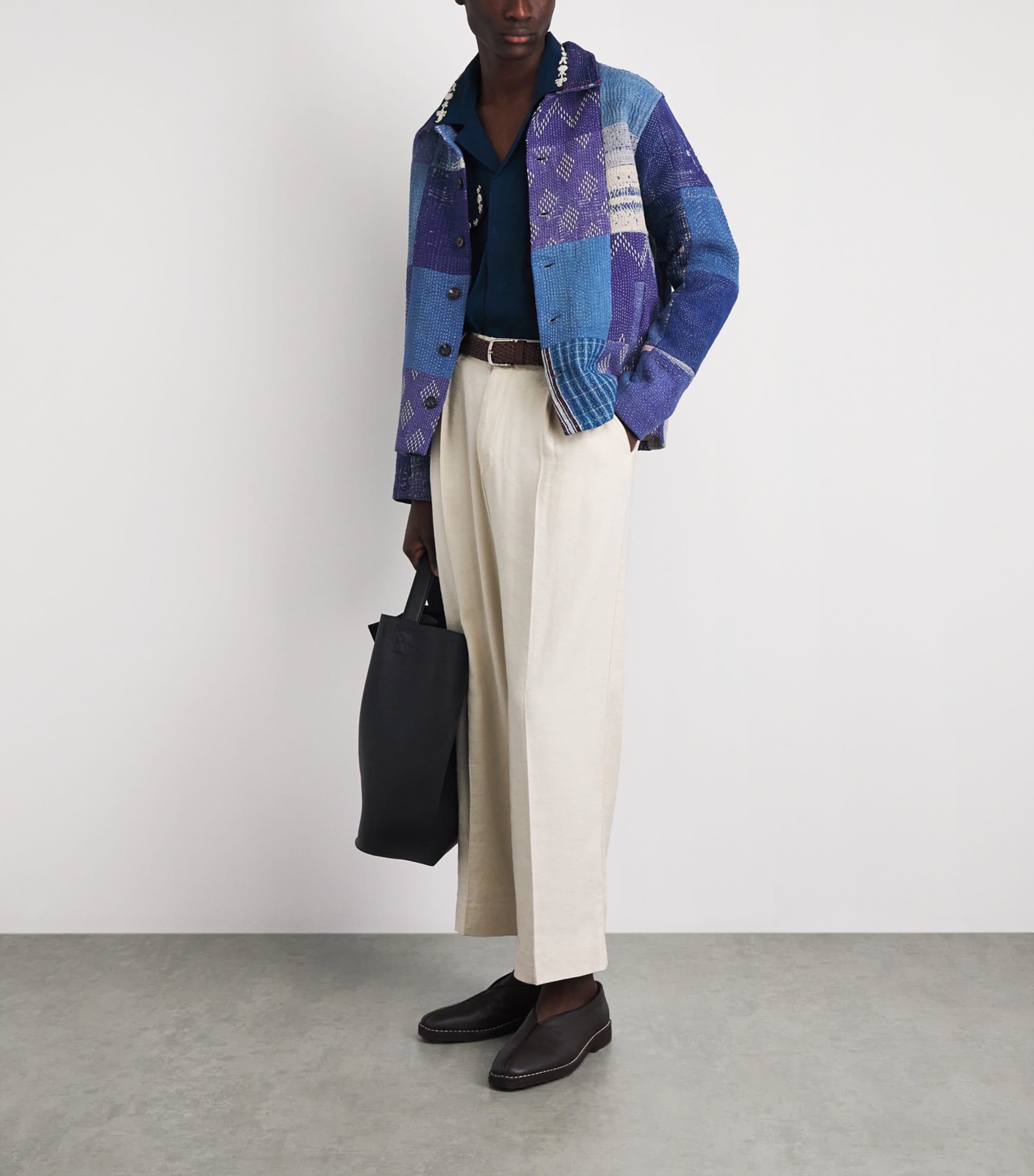 Cotton Patchwork Jacket BLUE/ WHITE Image 2