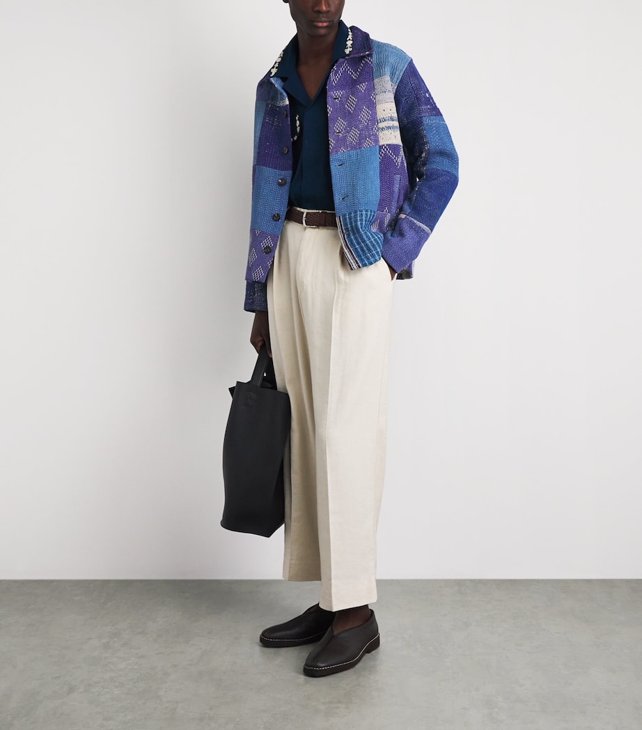 Cotton Patchwork Jacket BLUE/ WHITE Image 2