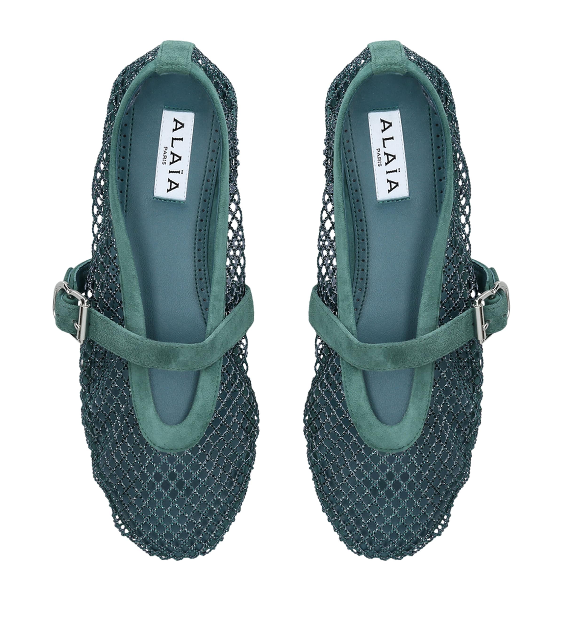 Alaïa Mesh Ballet Flats Teal Image 3