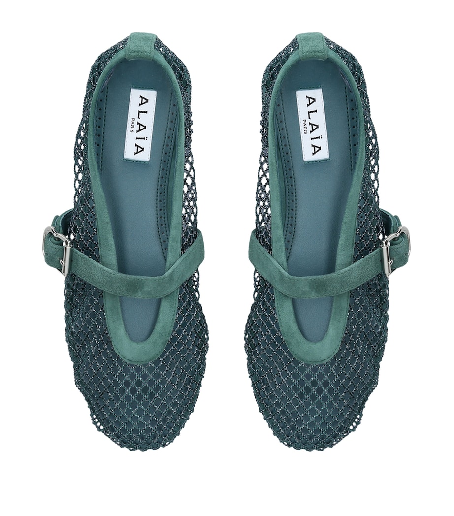 Alaïa Mesh Ballet Flats Teal Image 3