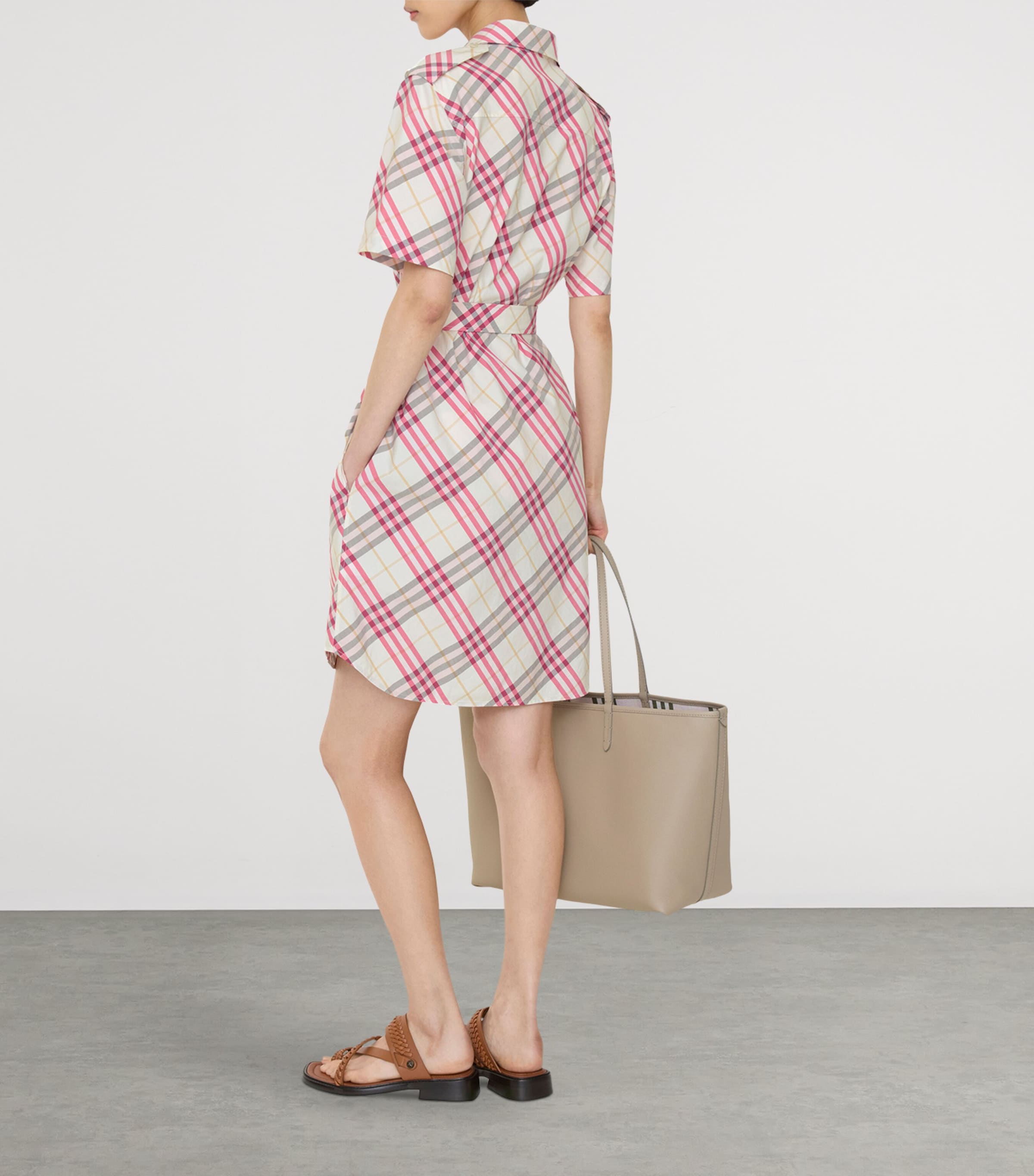 Burberry Womens Cotton Check Mini Shirt Dress Aubergine Prpl Ip Ck Image 3