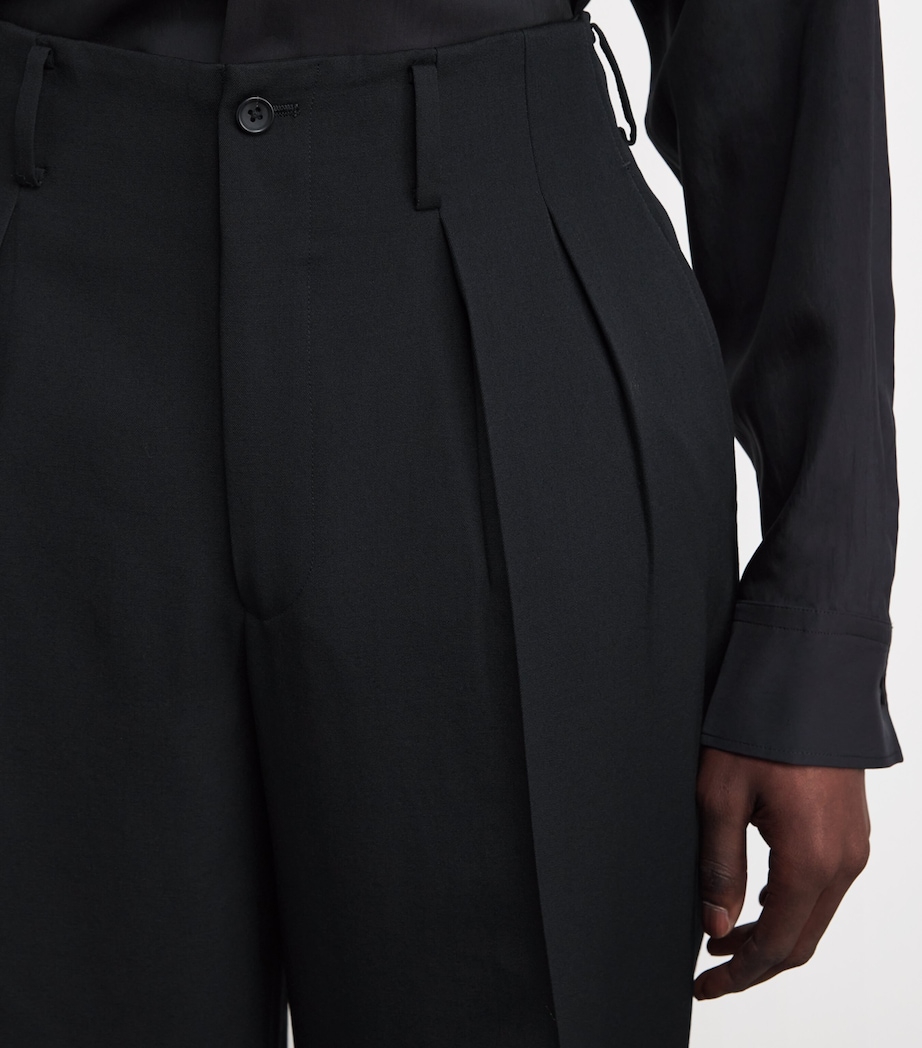 Wool 2-Tucks Tailored Trousers BLACK Image 6