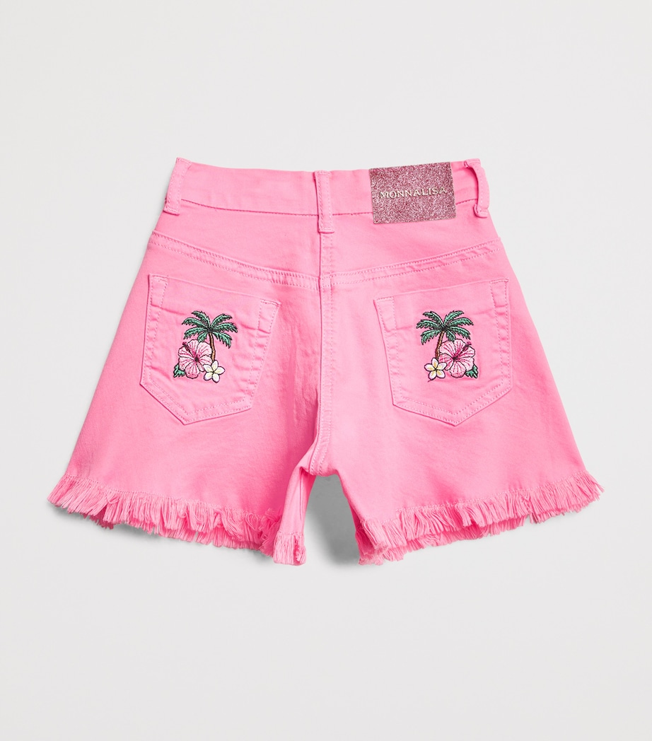 Monnalisa Palm Tree Denim Skort (2-12 Years) Rosa Peach Image 2