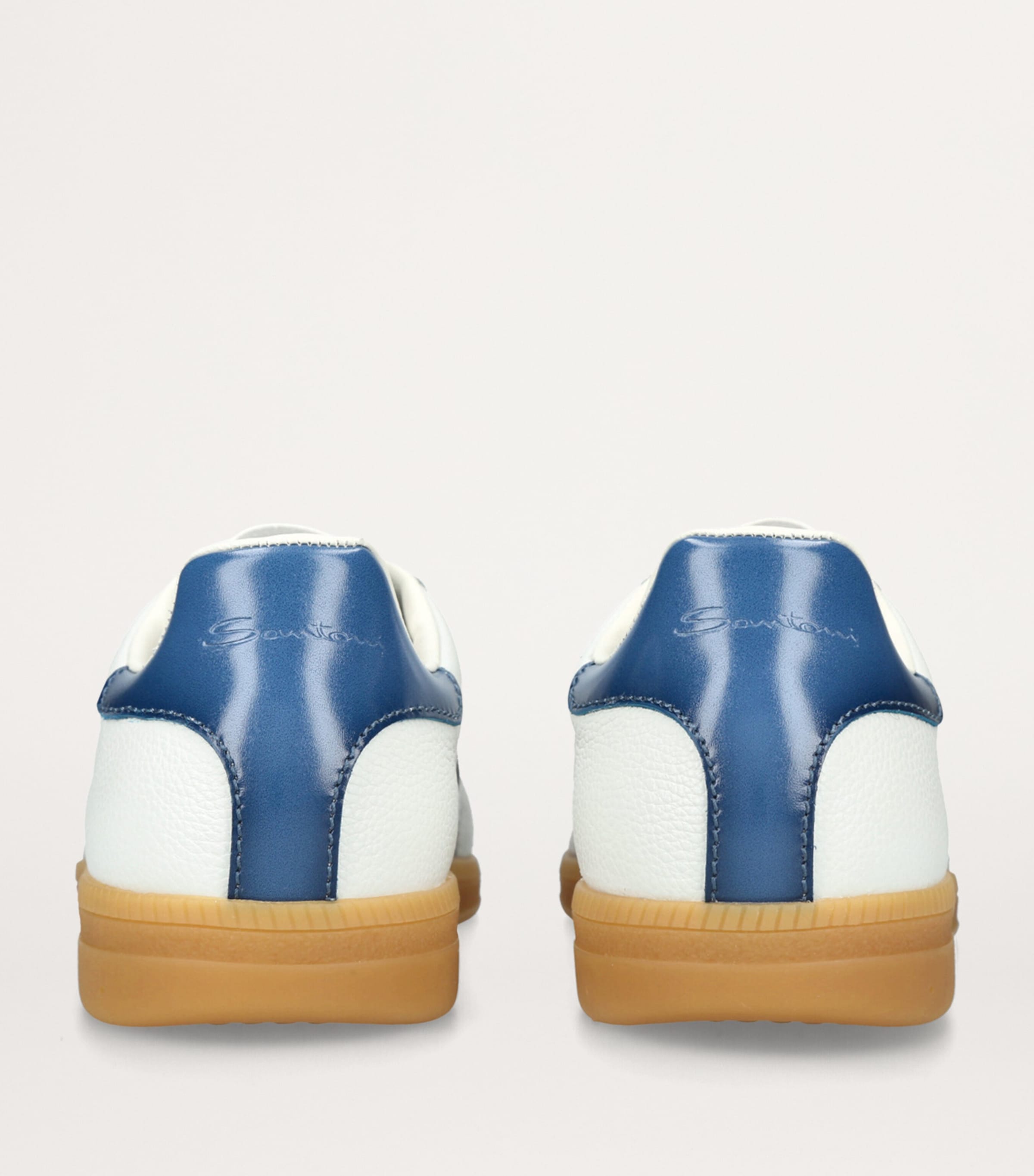 Leather Double Buckle Olympic Sneakers WHITE/NAVY Image 2