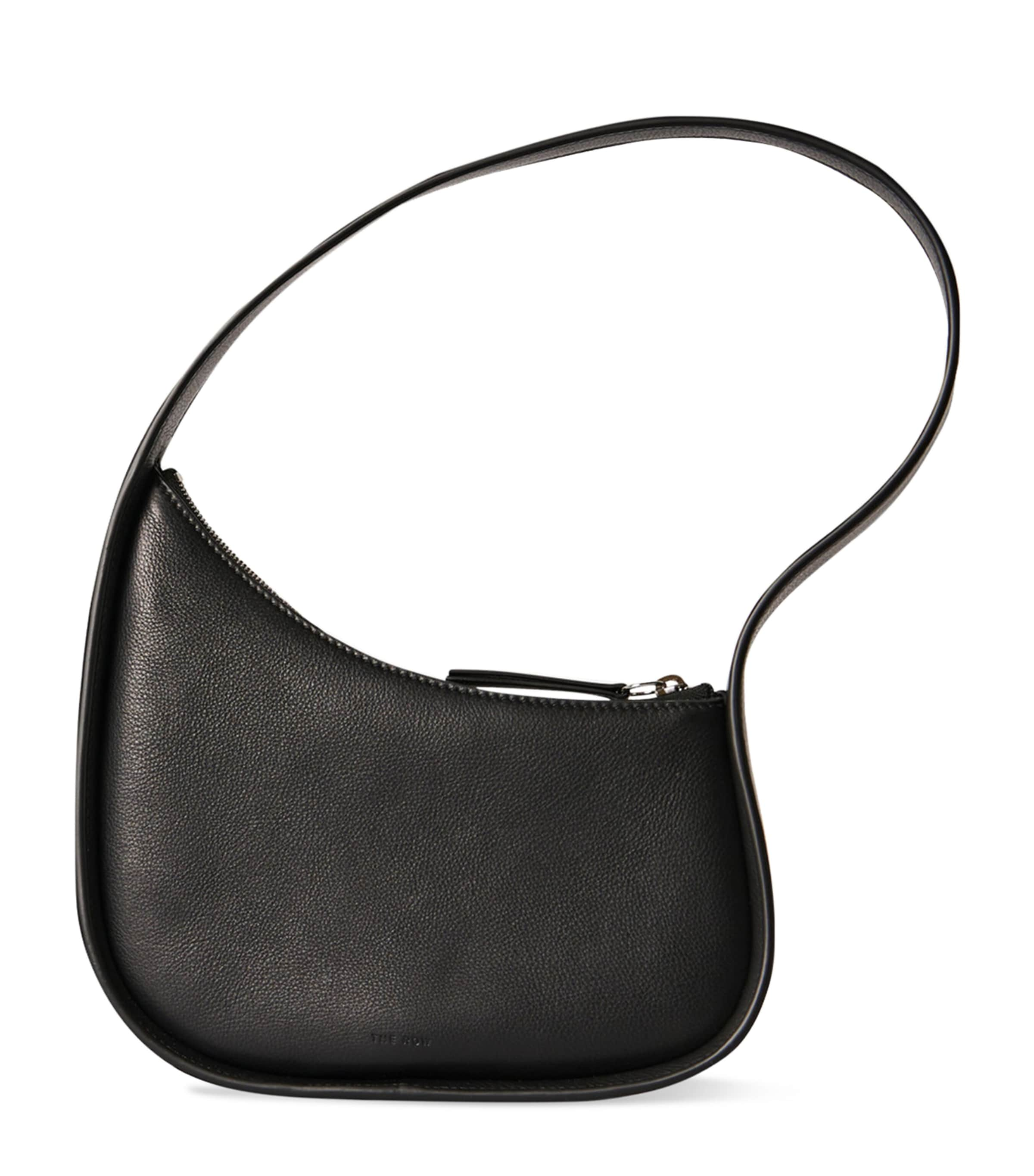 Shop The Row Half Moon Leather Shoulder Bag In Black