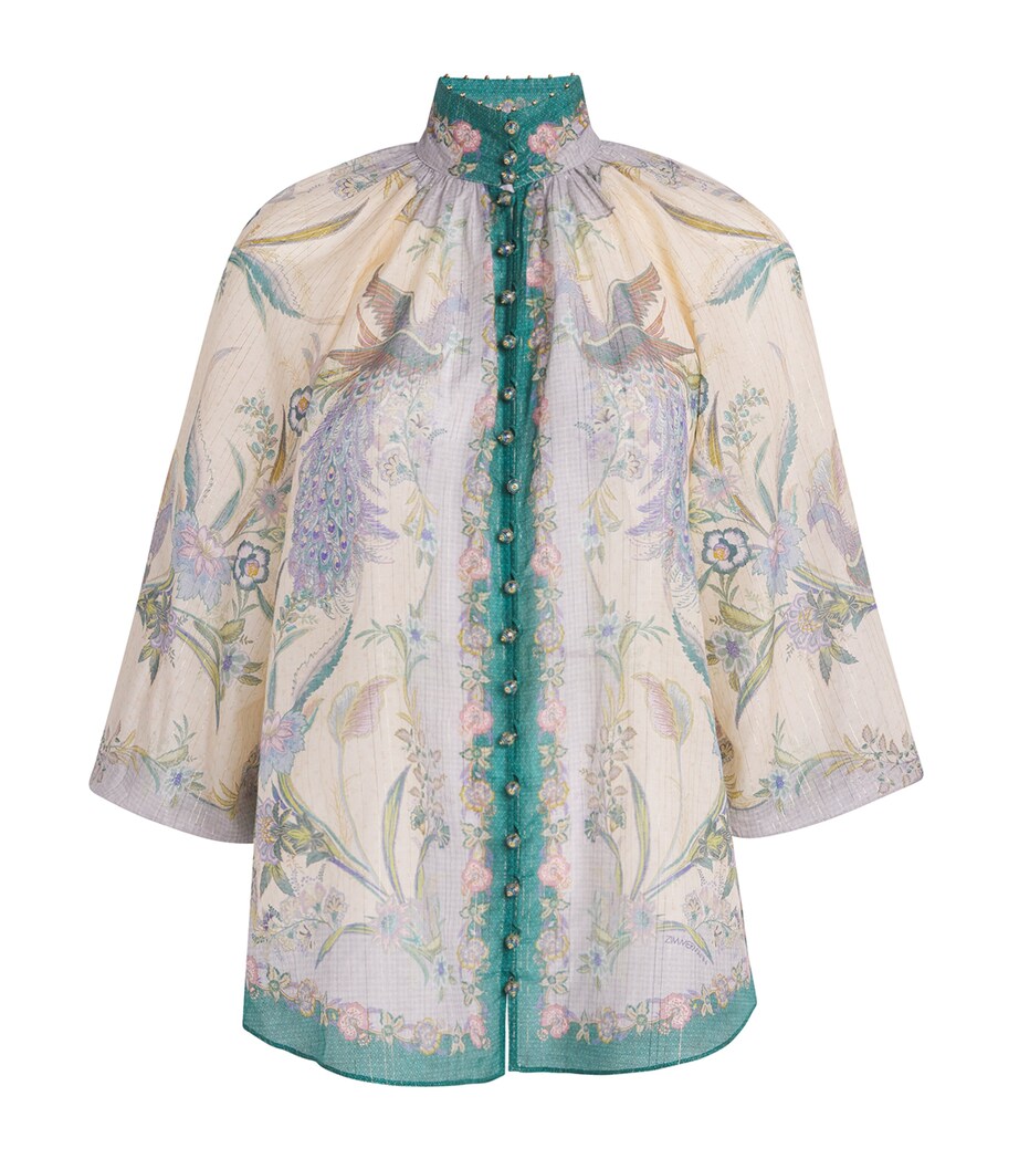 Zimmermann Womens Cotton-Silk Indra Blouse Cscfl Crm Scarf Flrl Image 1
