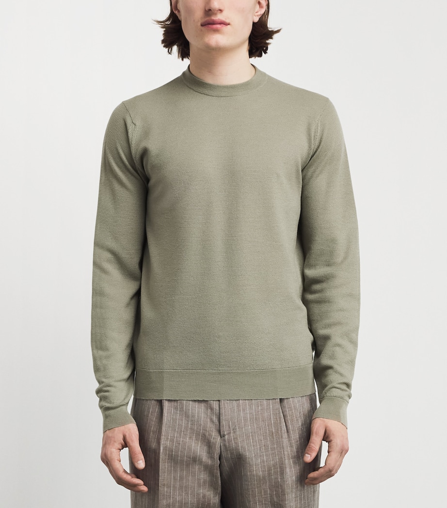 John Smedley Mens Merino Wool Textured Sweater Thistle Dew Image 4