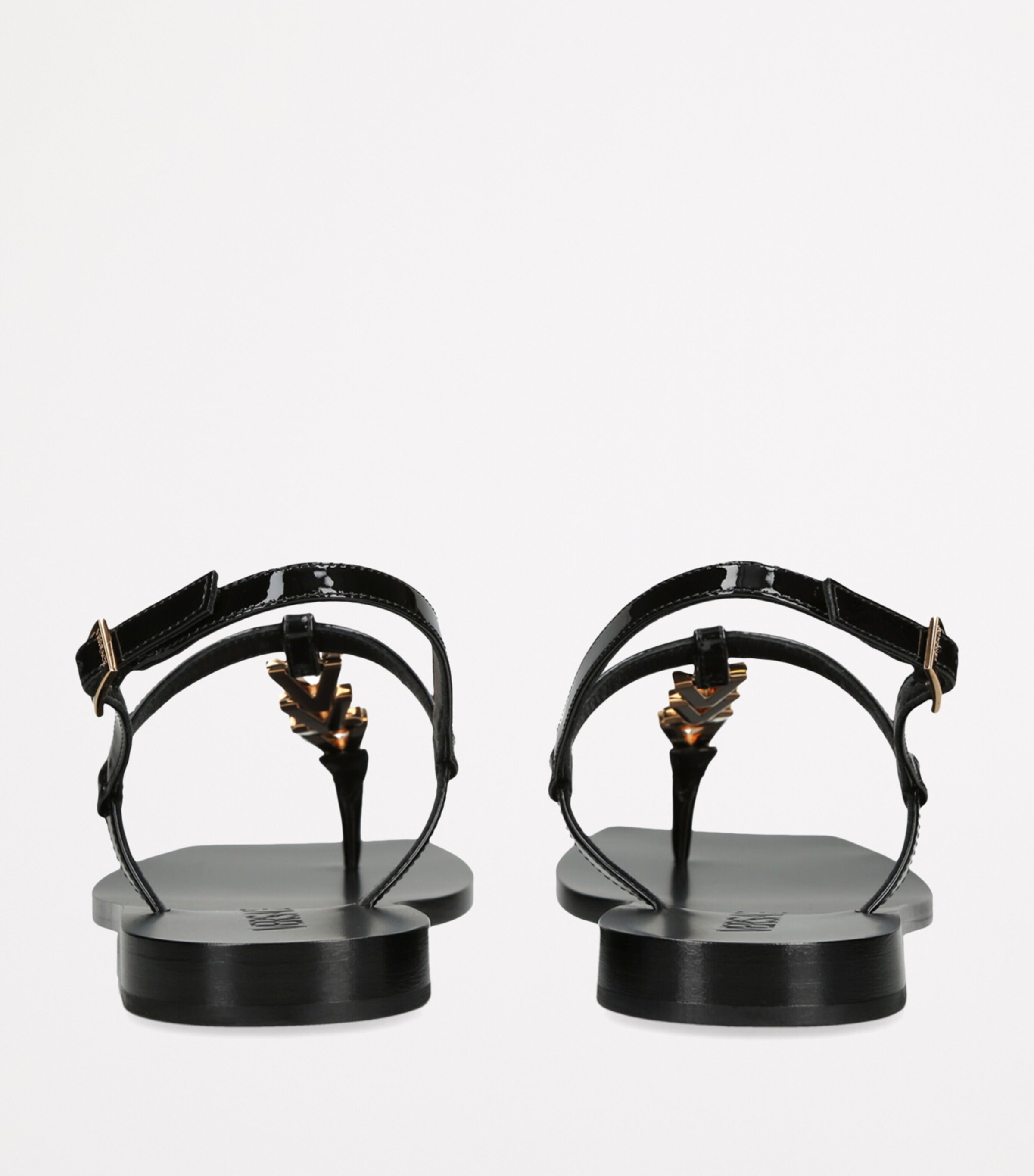 Versace Patent Leather V Sandals Black Image 2