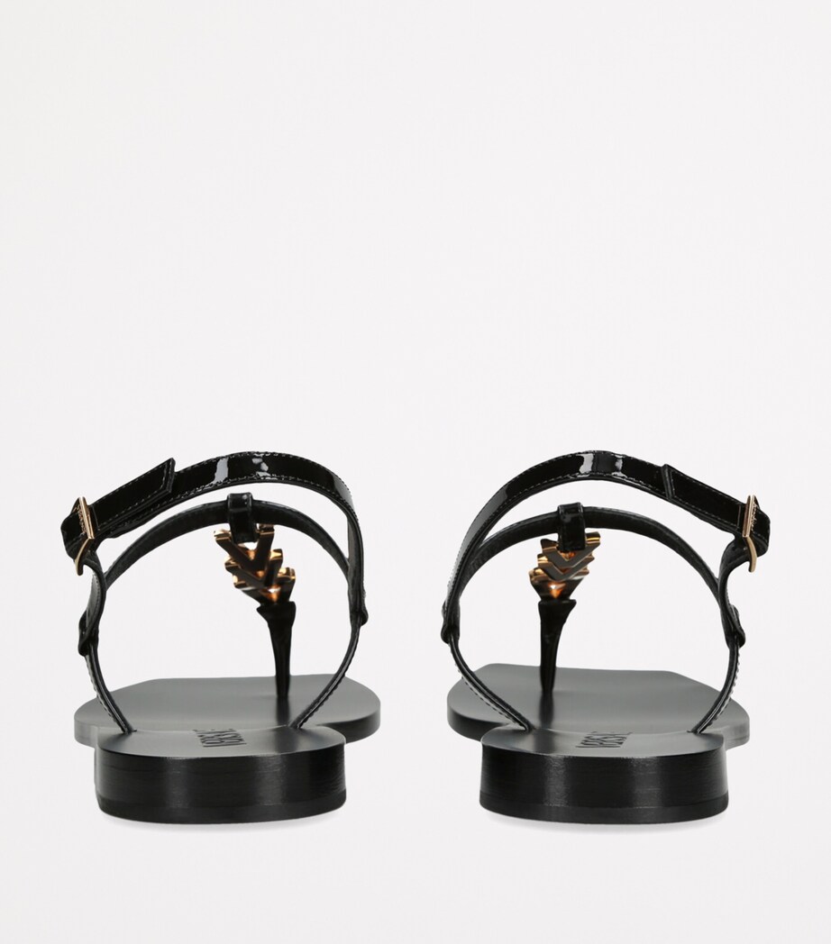 Versace Patent Leather V Sandals Black Image 2
