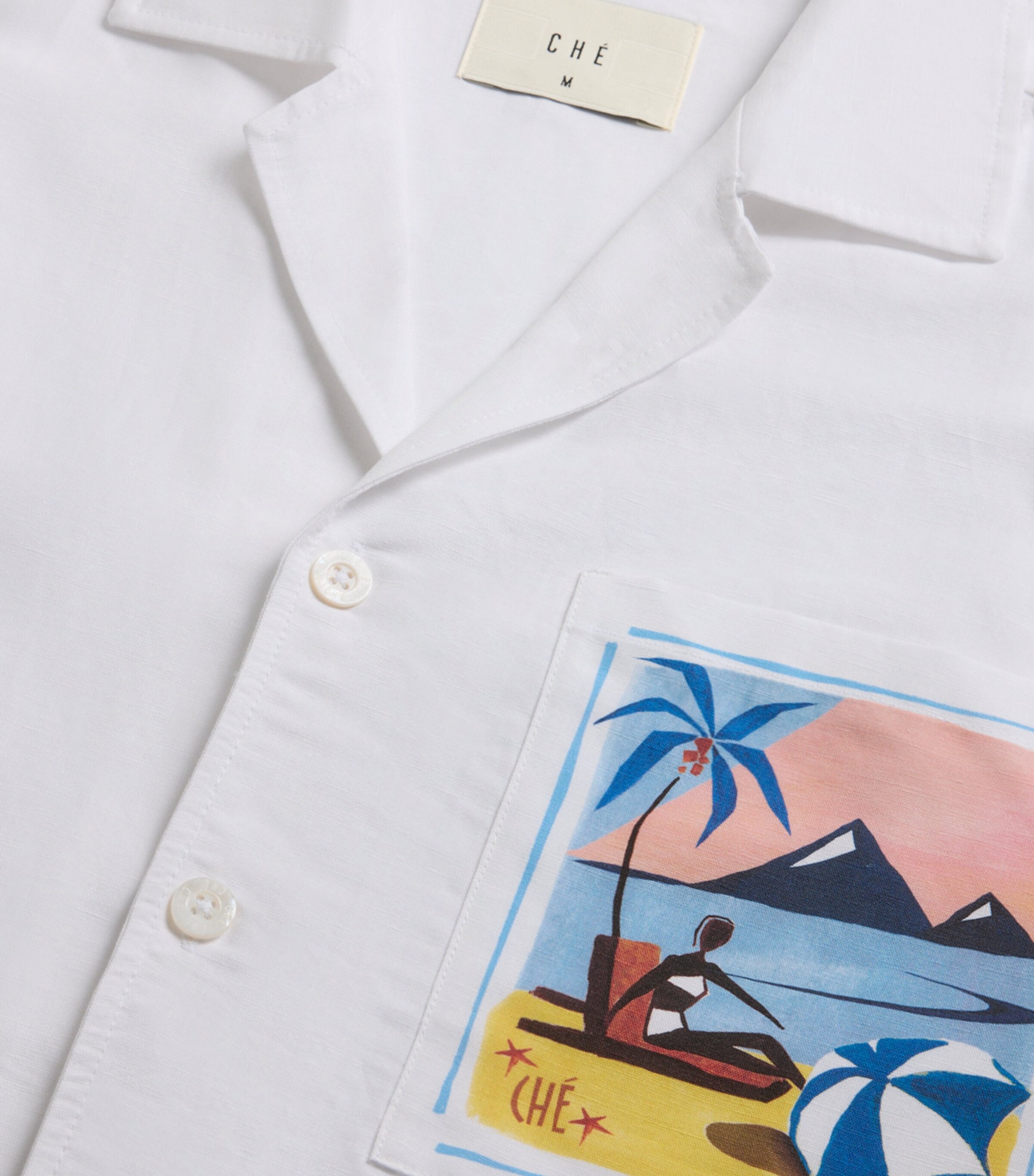 CHÉ Mens Embroidered Juanito Resort Shirt White Image 2