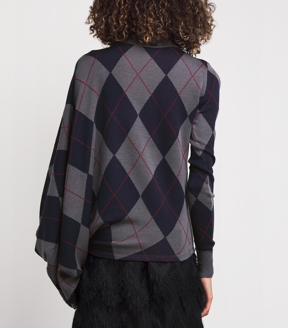 Merino Wool Argyle Sweater NAVY / GREY Image 4