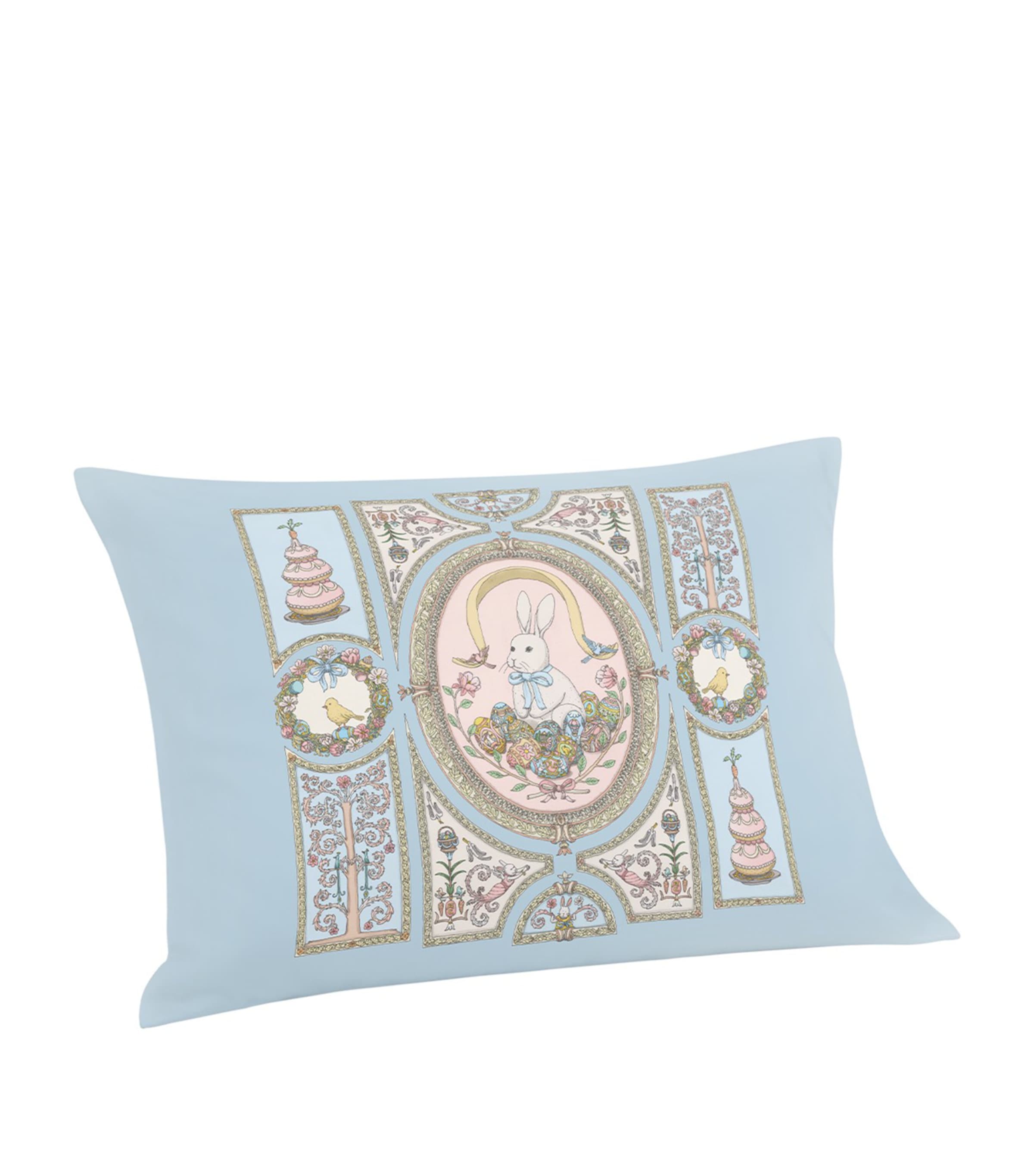 Atelier Choux Organic Cotton Spring Bunny Cushion (40cm x 30cm) Blue Image 1