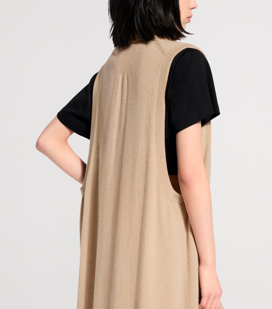 LOUIS VUITTON Womens Cashmere-Blend Sleeveless Longline Cardigan Straw Yellow Image 4