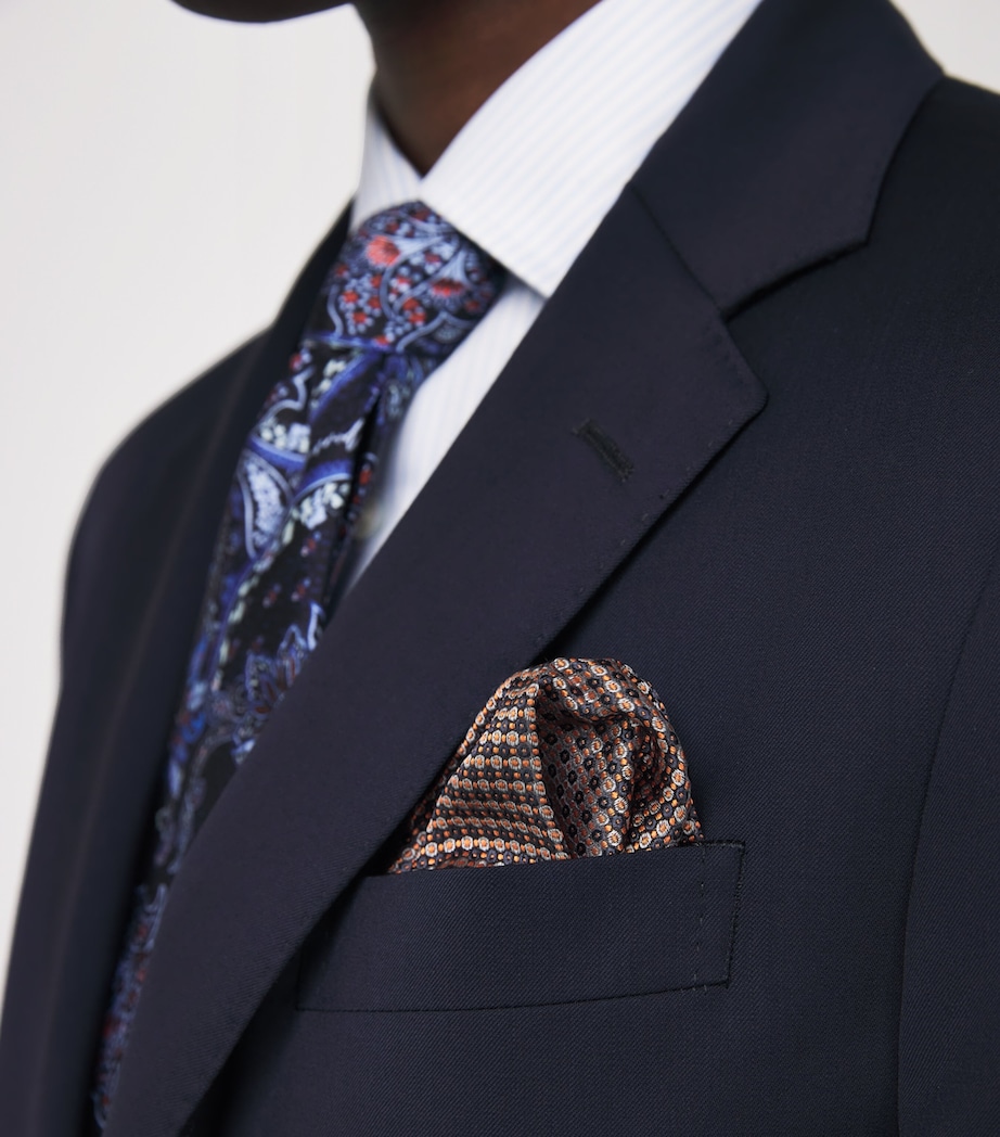 Silk Jacquard Pocket Square NAVY Image 3