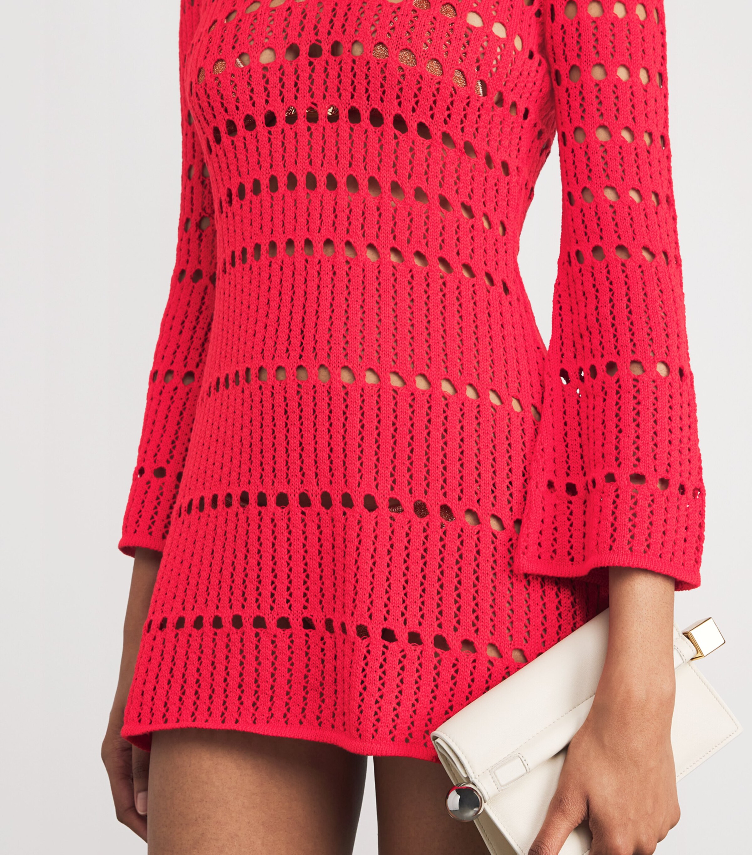ESCVDO Womens Cotton Knitted Mishi Mini Dress Red Image 6