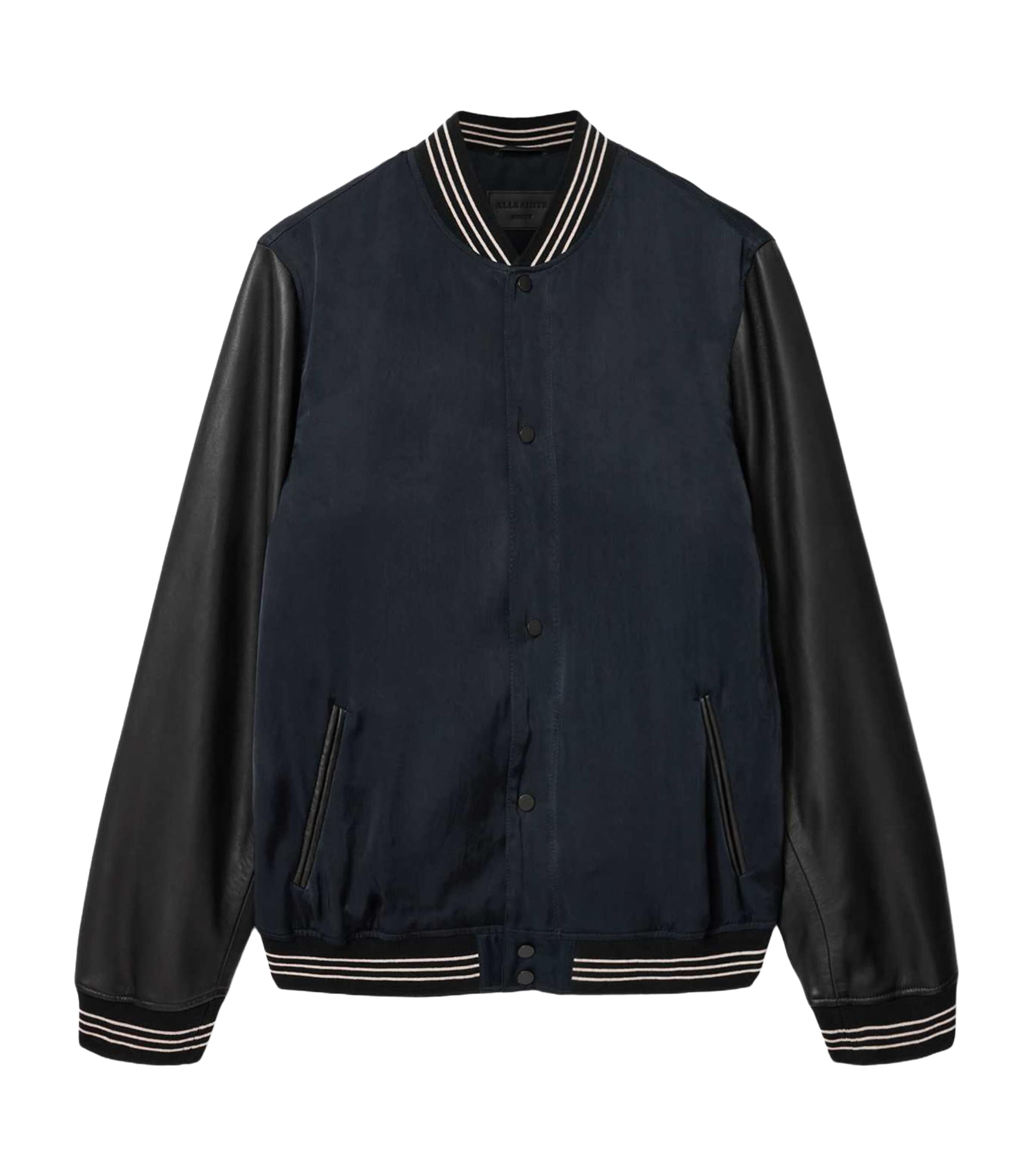 AllSaints Mens Taishi Varsity Bomber Jacket Navy/black Image 1