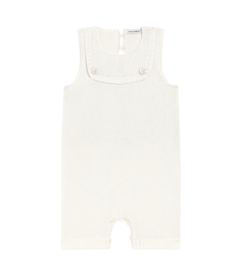 Cotton Knitted Playsuit (3-30 Months) W0111-WHITE Image 1