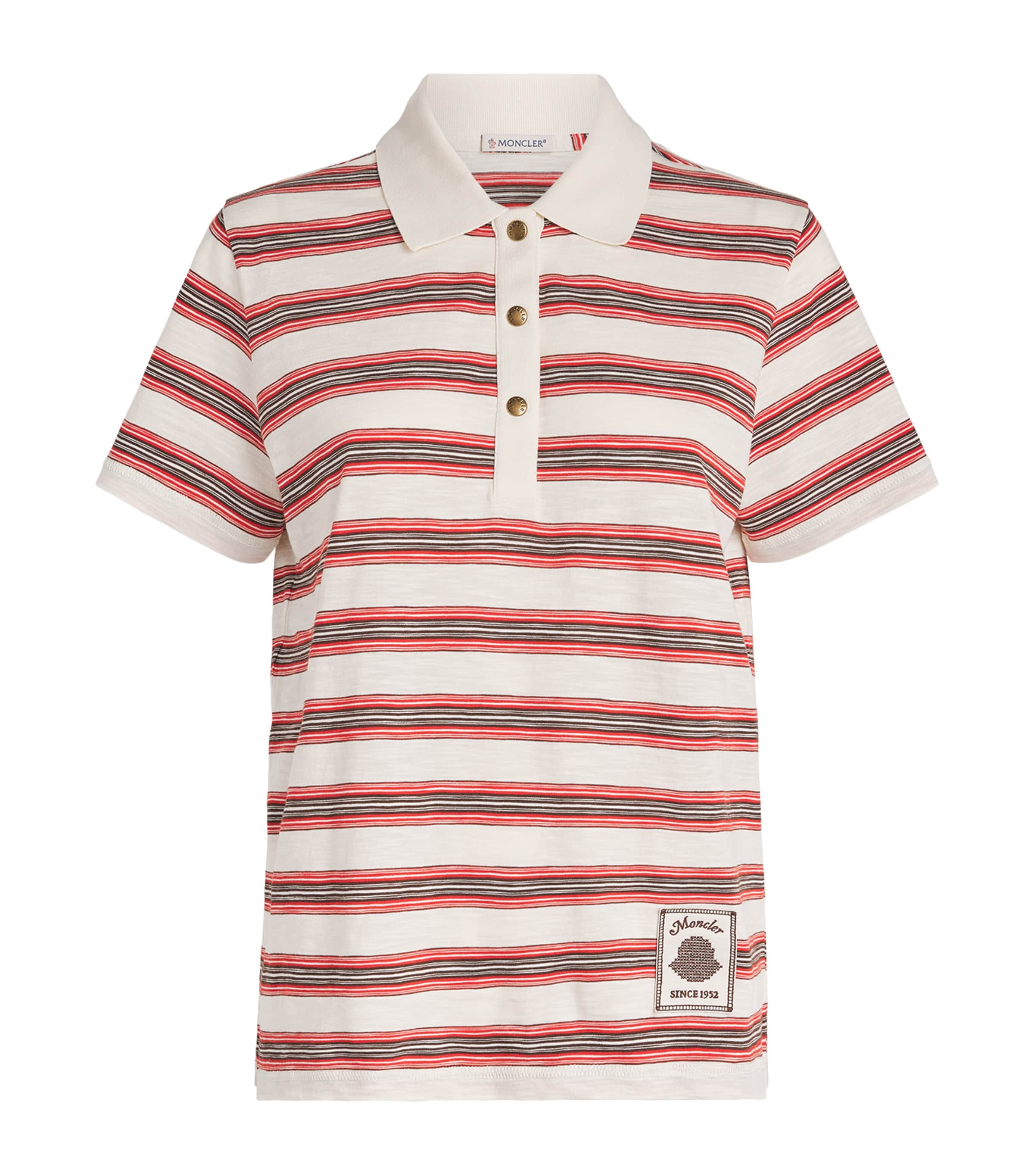 Moncler Womens Cotton Stripe Polo Shirt Image 1